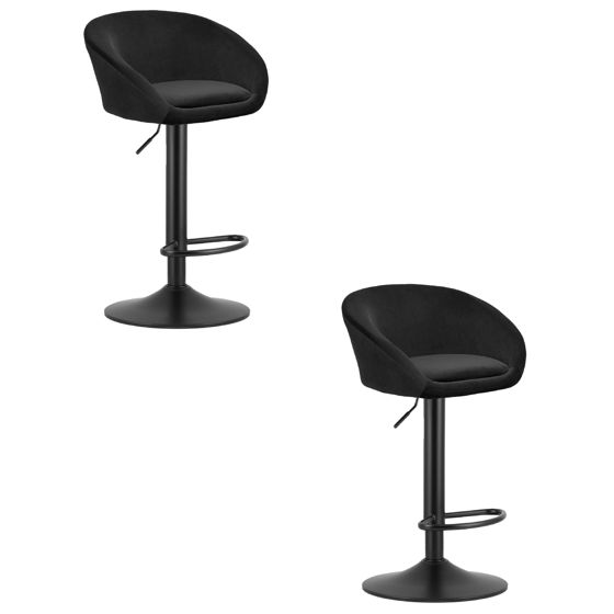 EAST samettinen baarijakkara, musta, musta jalusta (2 kpl)