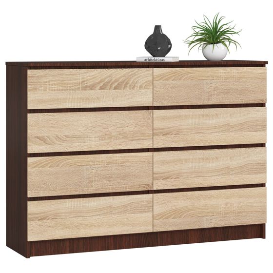 Akord Lipasto 8 laatikkoa Wenge/Sonoma-tammi 138x40x99