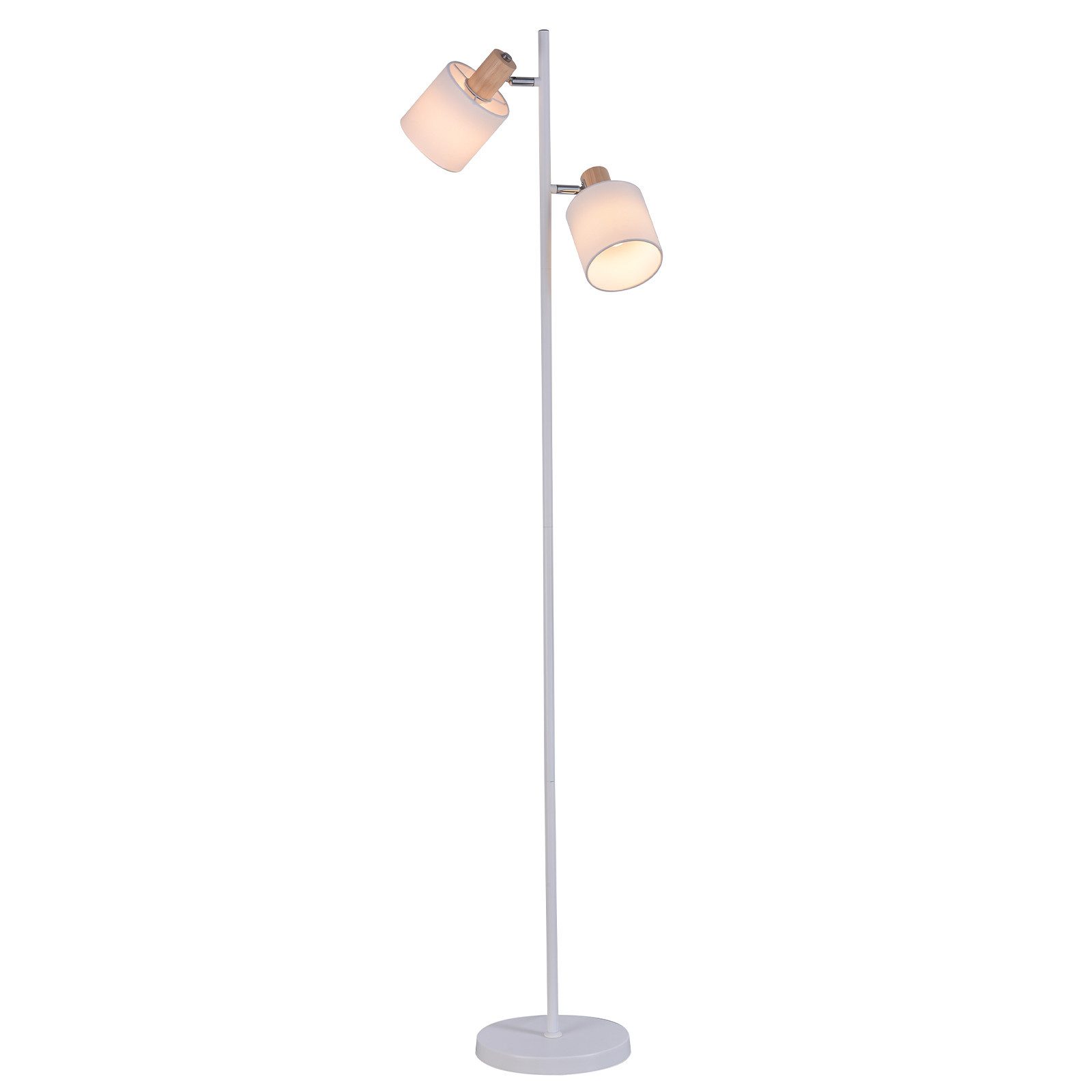 NETTLIFE Olohuoneen lattiavalaisin, 2 E14-lamppua, vintage-valkoinen kangasvarjostin, 145 cm lattiavalaisin