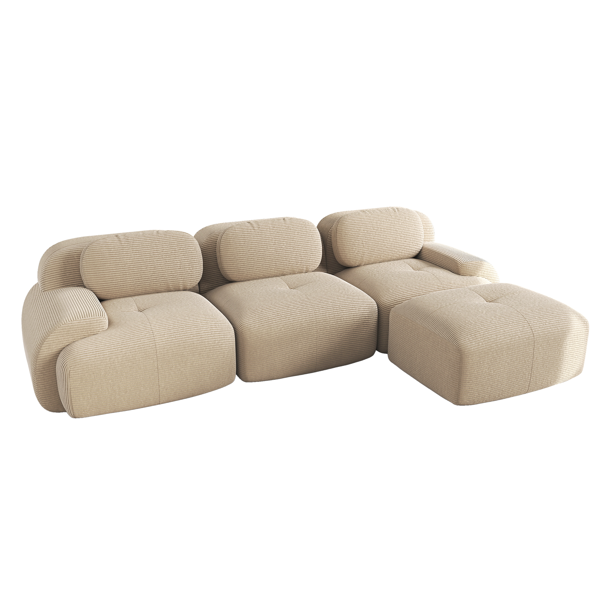 moduulisohva 3-paikkainen beige corduroy skandinaavinen ergonominen säädettävä