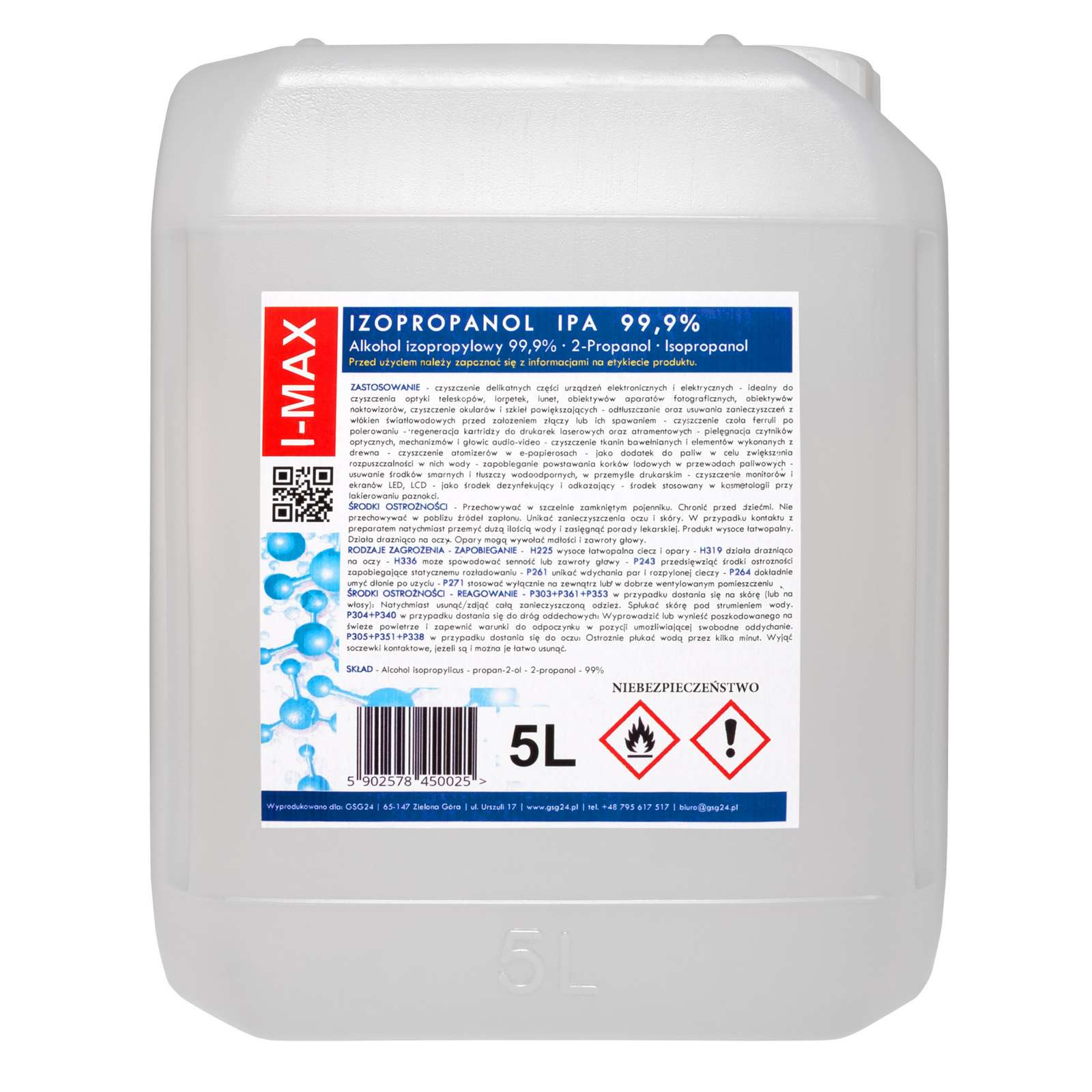 Isopropyylialkoholi IPA I-MAX 99,9 % 5L