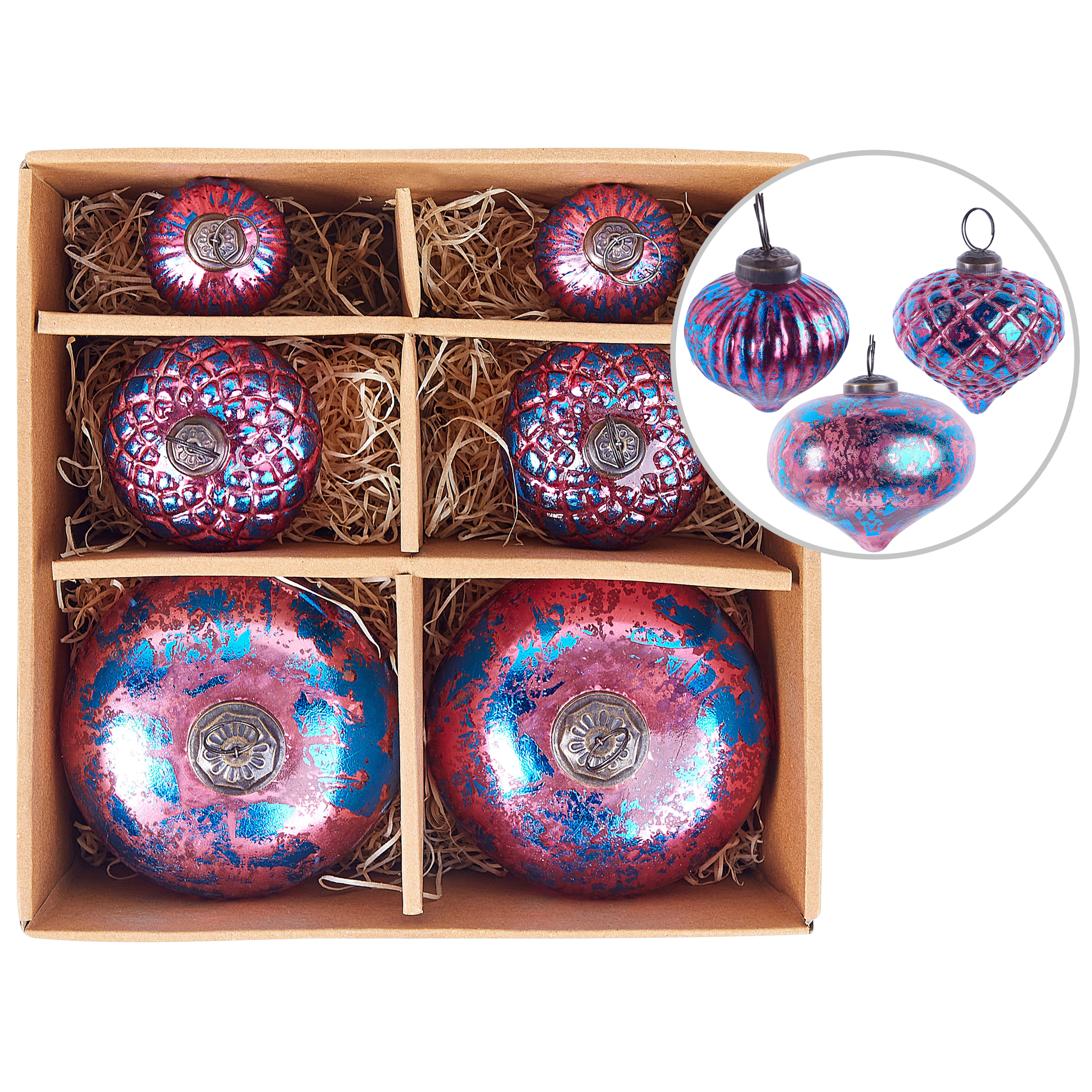 Kuusenkoristesetti 6 kpl ASTRALE lasi Vaaleanpunainen