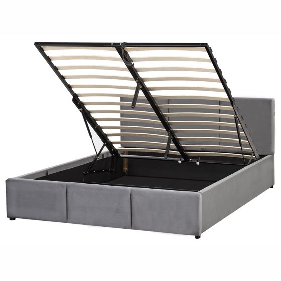 Sänky säilytystilalla sametti BOUSSE 140 x 200 cm Tummanharmaa