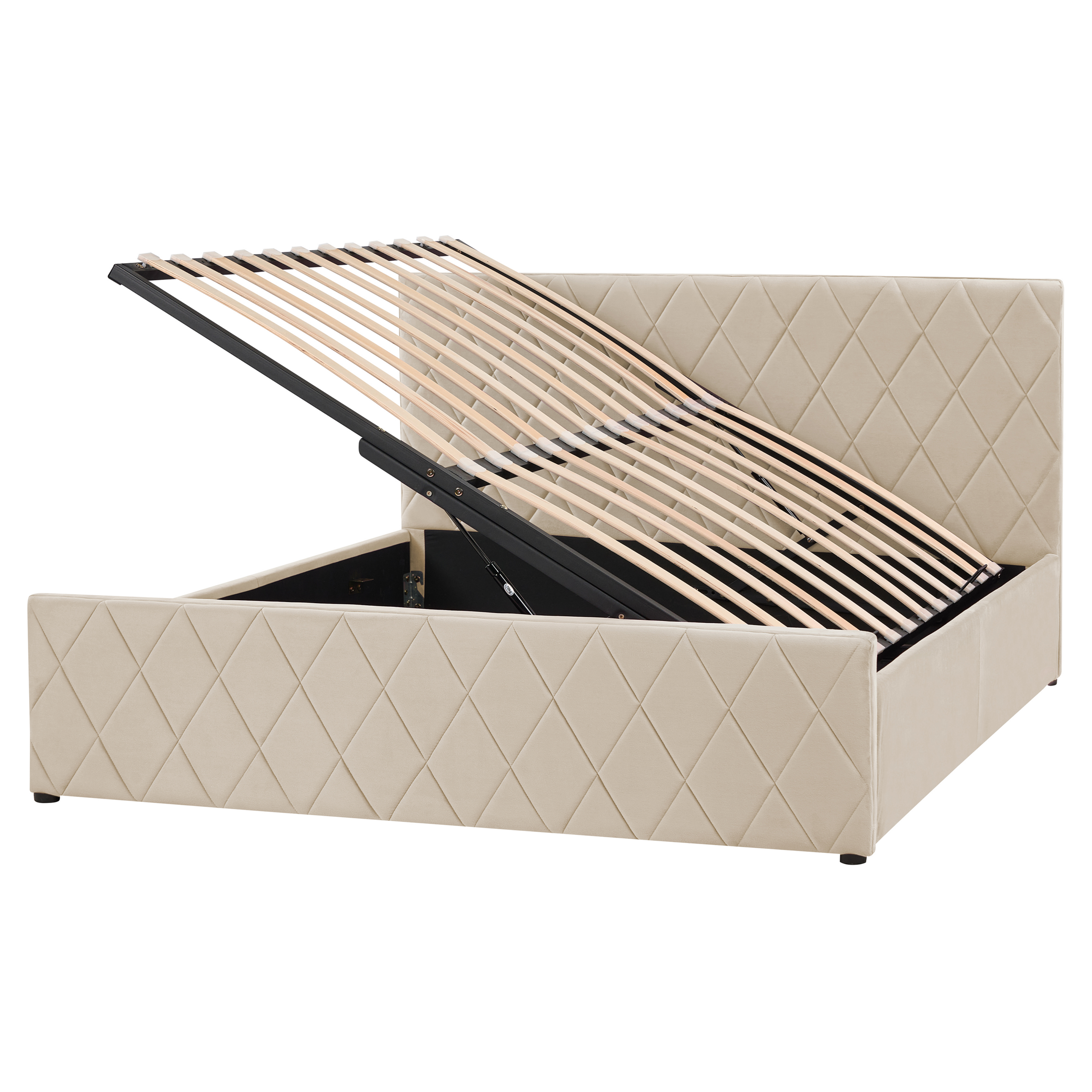 Sänky säilytystilalla sametti ROCHEFORT 160 x 200 cm Beige