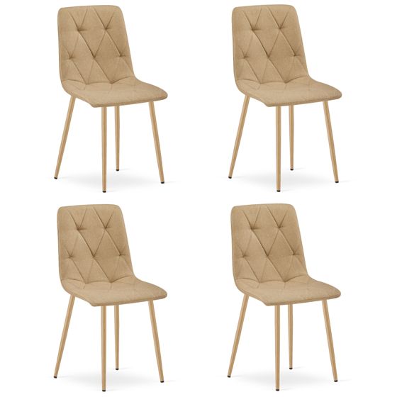 LIBRA-tuoli, ruskea kangas, puunväriset jalat (4 kpl)