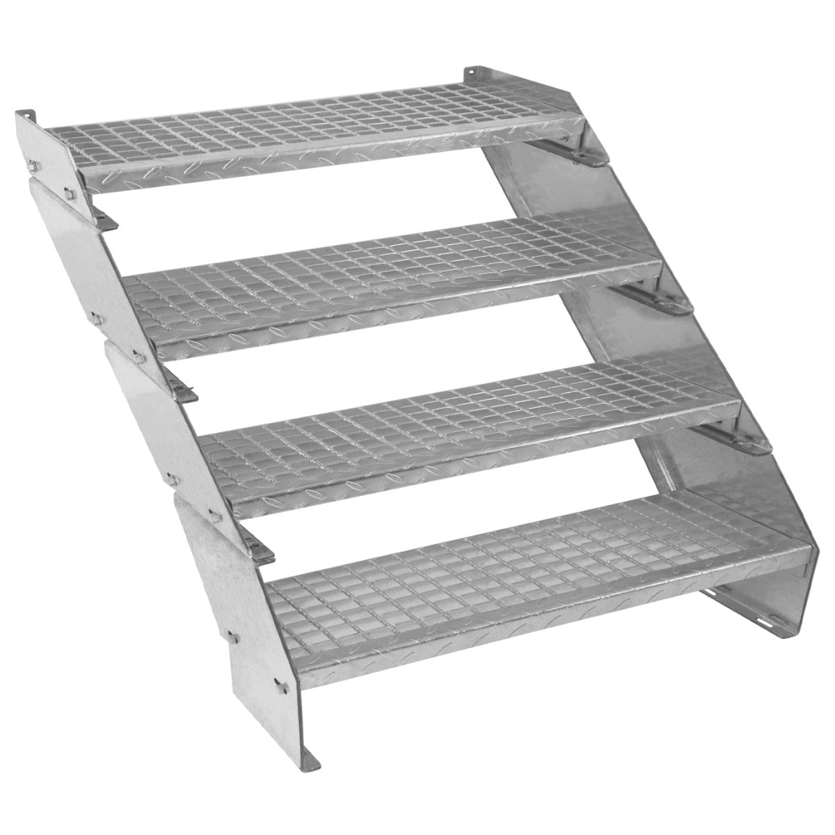 Säädettävät, 4-osaiset galvanoidut portaat - 900 mm leveät