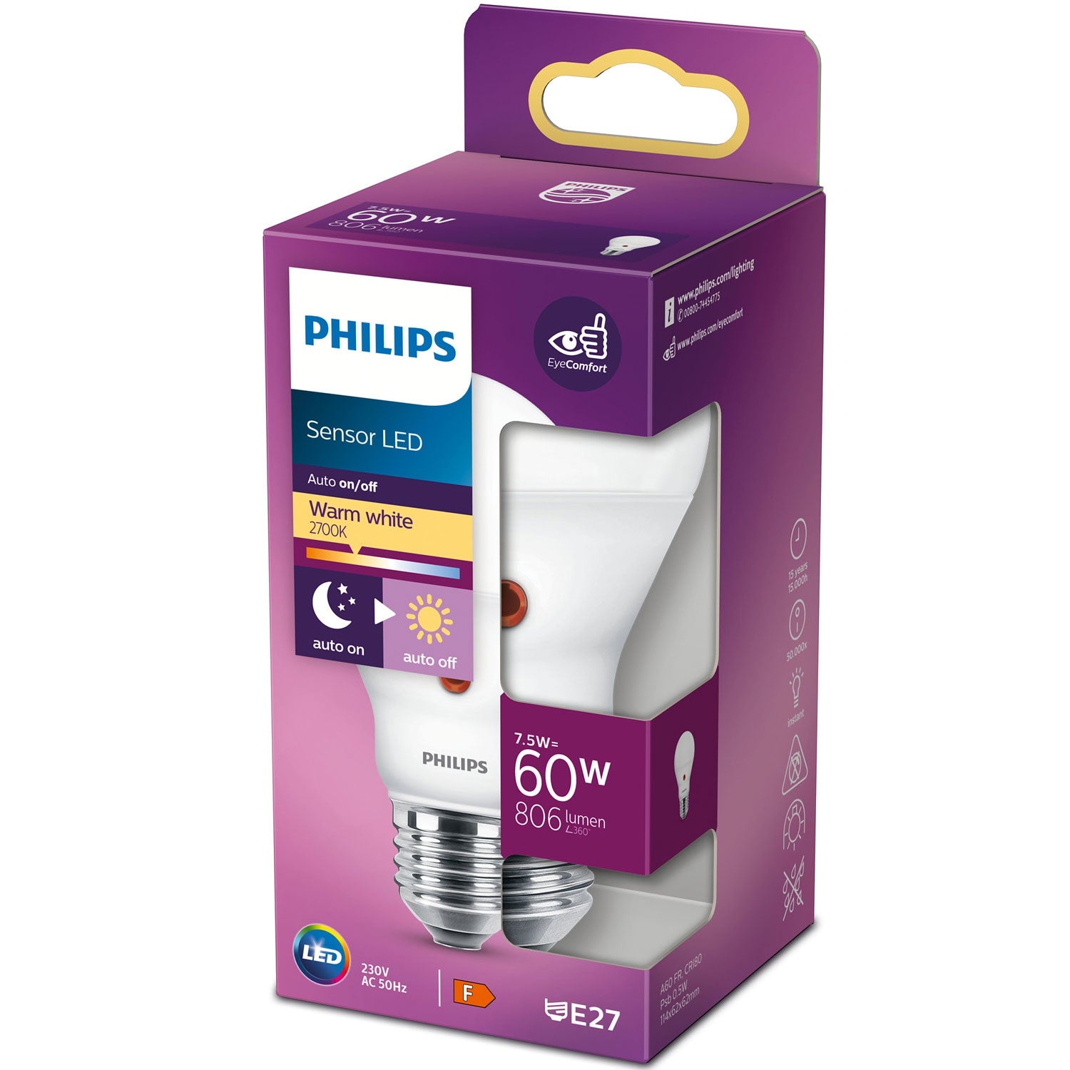 LED E27 Normaali 60W Hämärätunnistin 806lm