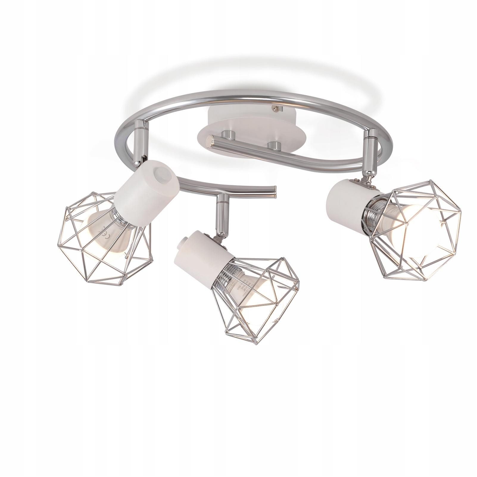 NETTLIFE 3 E14 kattokohdevalaisinta pyöreä teollinen retro kääntyvä valkoinen metalli olohuoneeseen työhuoneeseen eteiseen keittiöön lamput maks. 25 W