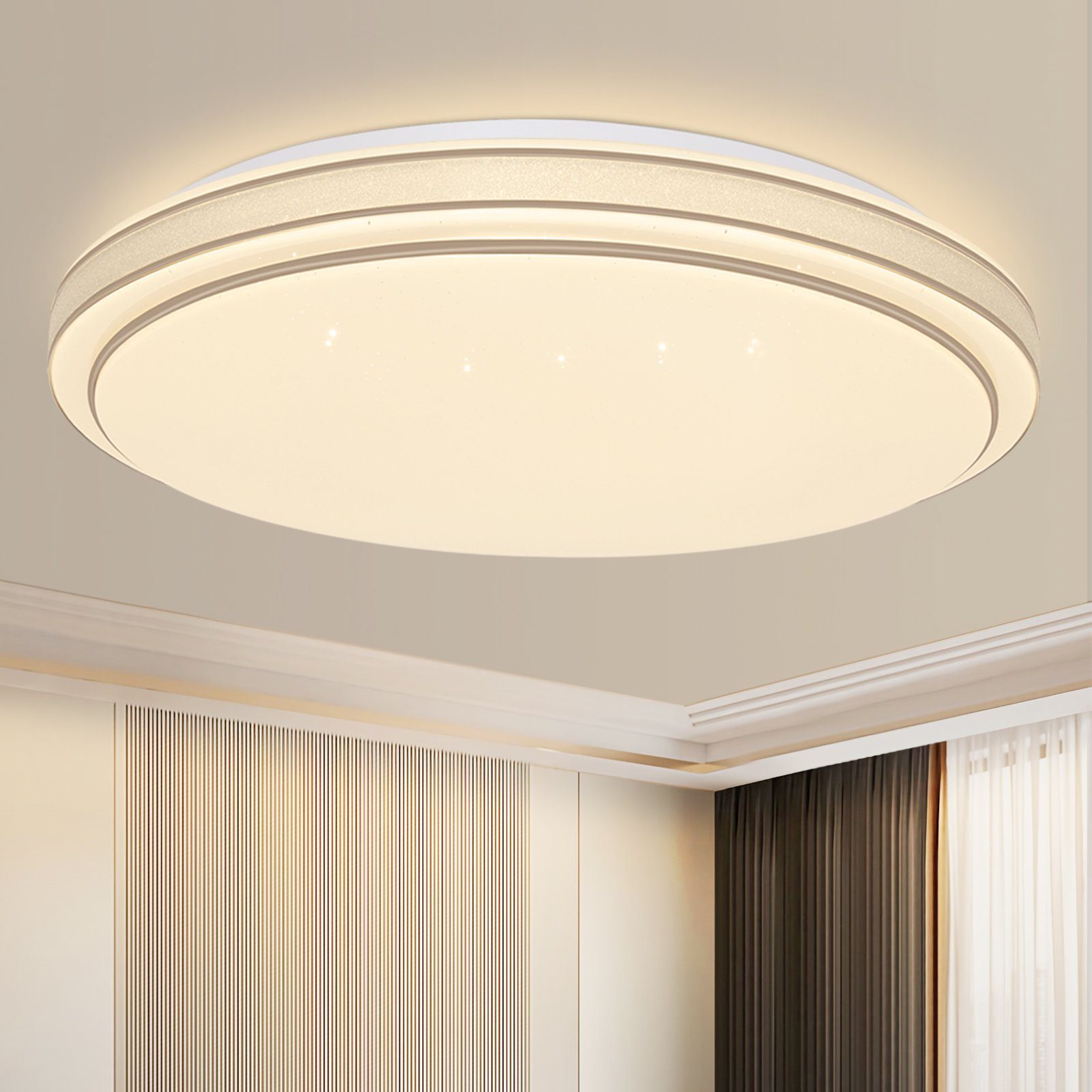 NETTLIFE LED - kattovalaisin, Ø 27cm moderni, tähtitaivas makuuhuonevalaisin, 12 W, lämmin valkoinen, lamppu pyöreäKeittiövalaisin eteiseen