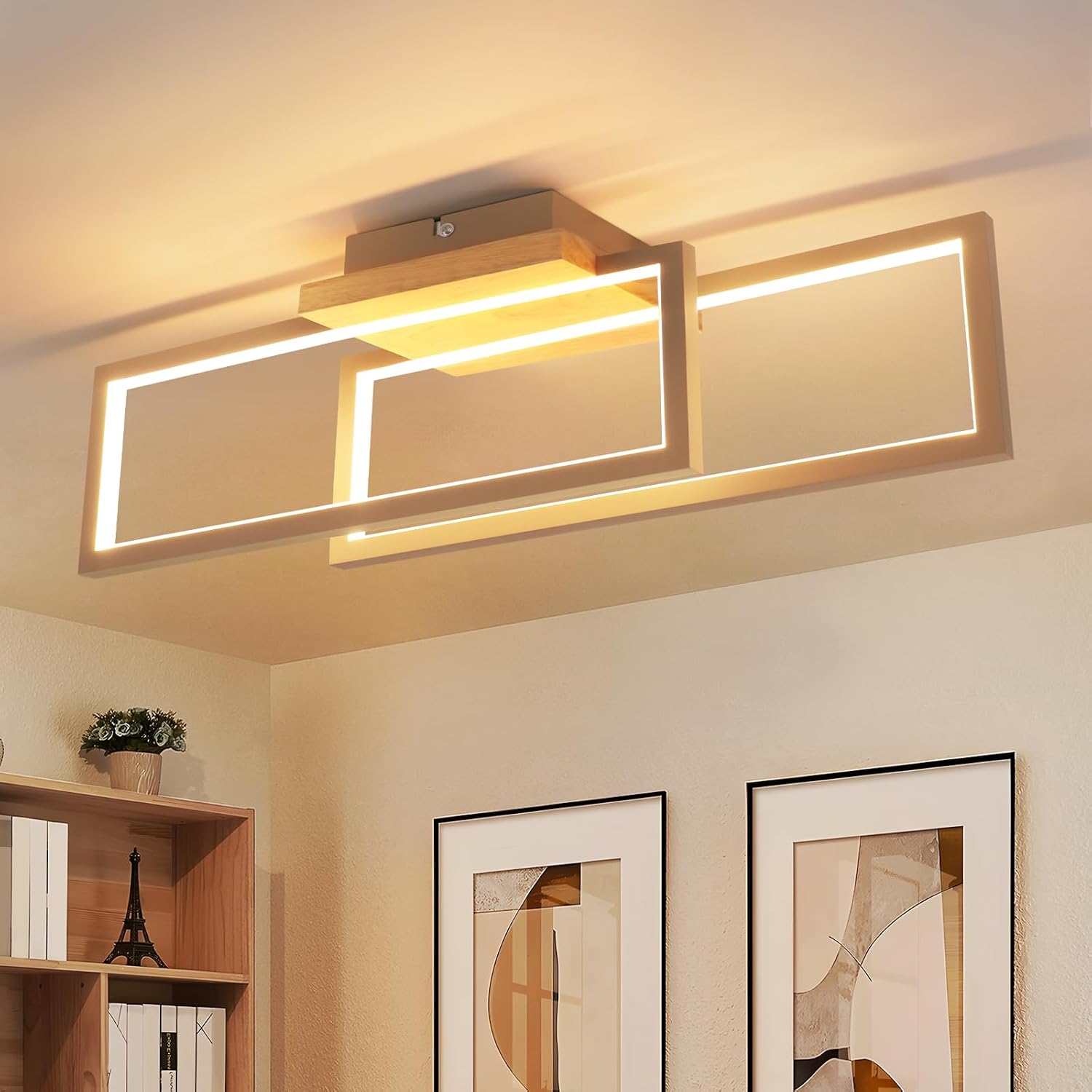 NETTLIFE LED-puukattovalaisin 24W: Moderni suorakaidevalaisin keittiöön, olohuoneeseen, eteiseen. Lämmin valkoinen 3000K, 48 cm