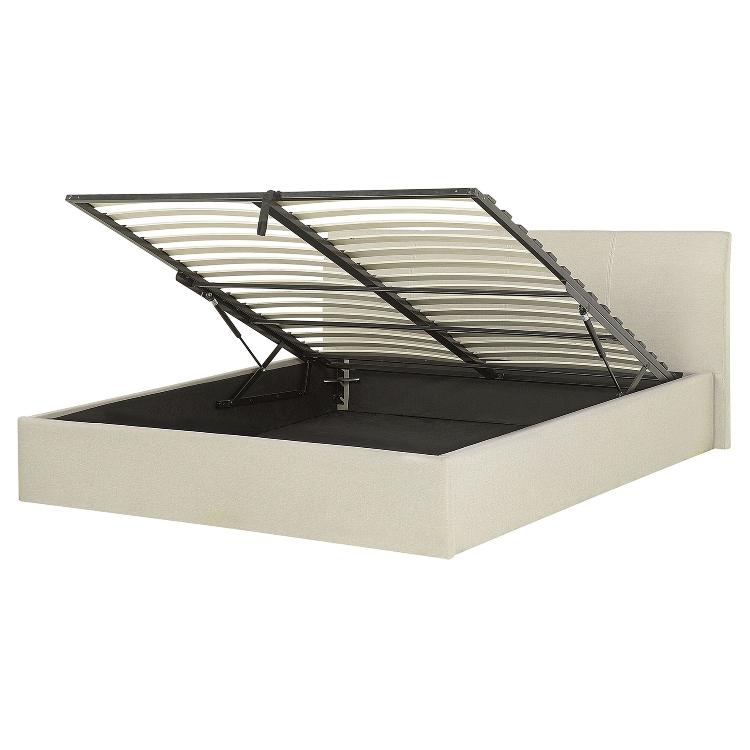 Sänky säilytystilalla kangas ORBEY 160 x 200 cm Vaaleanbeige