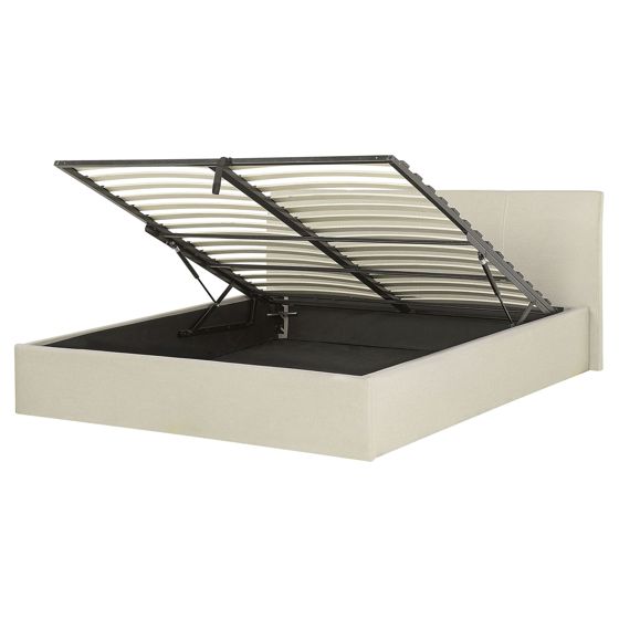 Sänky säilytystilalla kangas ORBEY 160 x 200 cm Vaaleanbeige