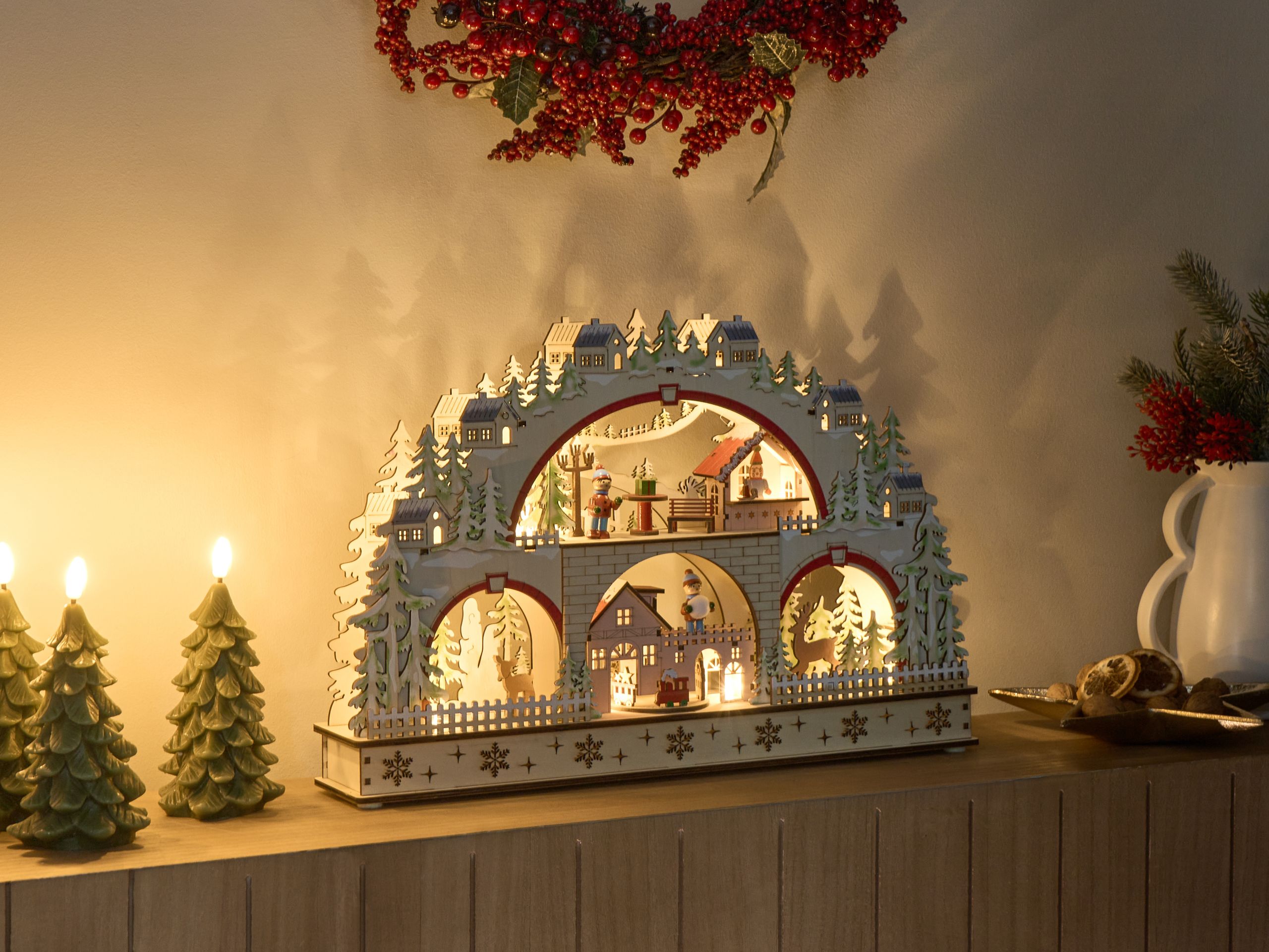 Joulukoriste LED-valo SELURA 30 cm Vaaleanruskea