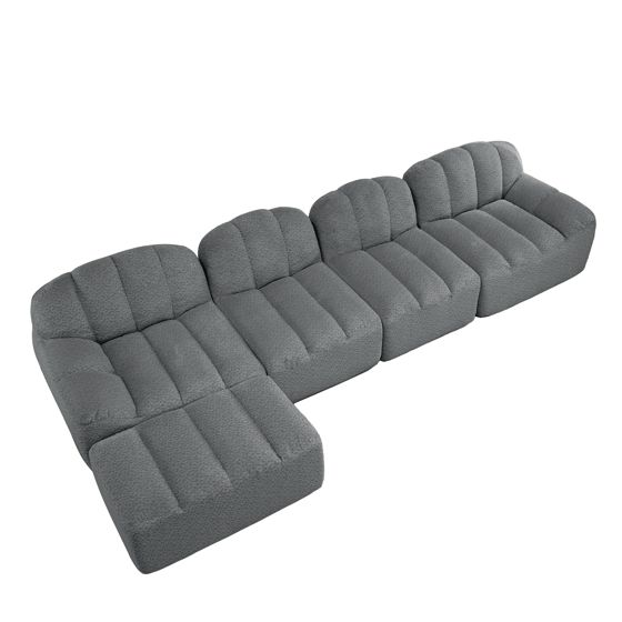 moduulisohva 4-paikkainen harmaa granulaarinen fleece moderni pehmeä säädettävä