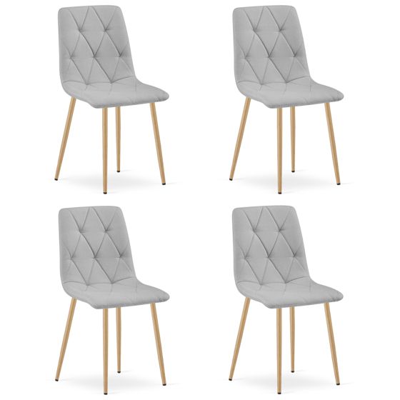 LIBRA-tuoli vaaleanharmaa kangas, puunväriset jalat (4 kpl)