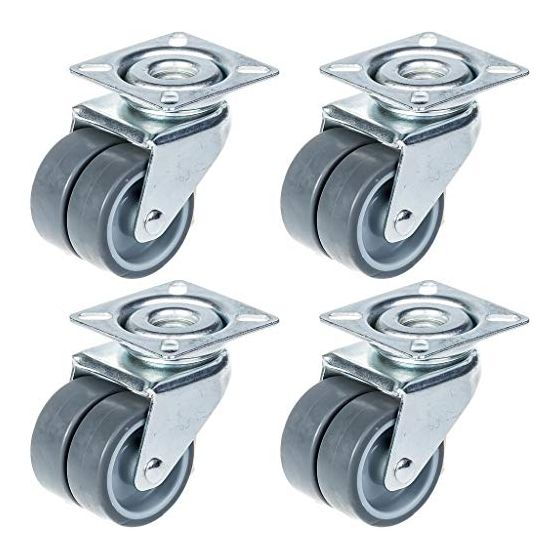 50mm 2" kaksoispyöräinen harmaa kuminen kääntyvä pyörä 280kg kantavuus, 4 kpl:n sarja