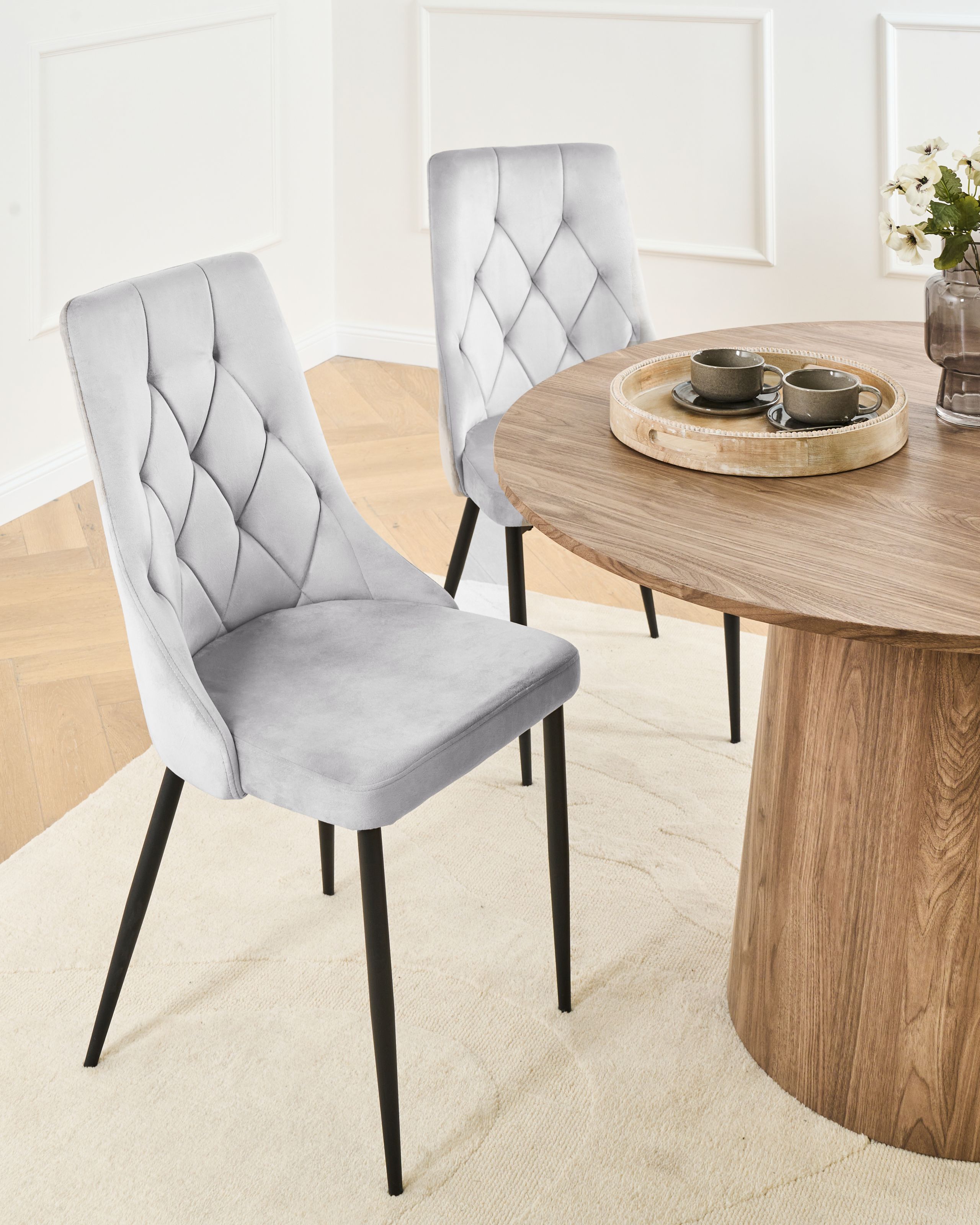 Ruokatuolisetti 2 kpl AVENIR sametti Vaaleanharmaa
