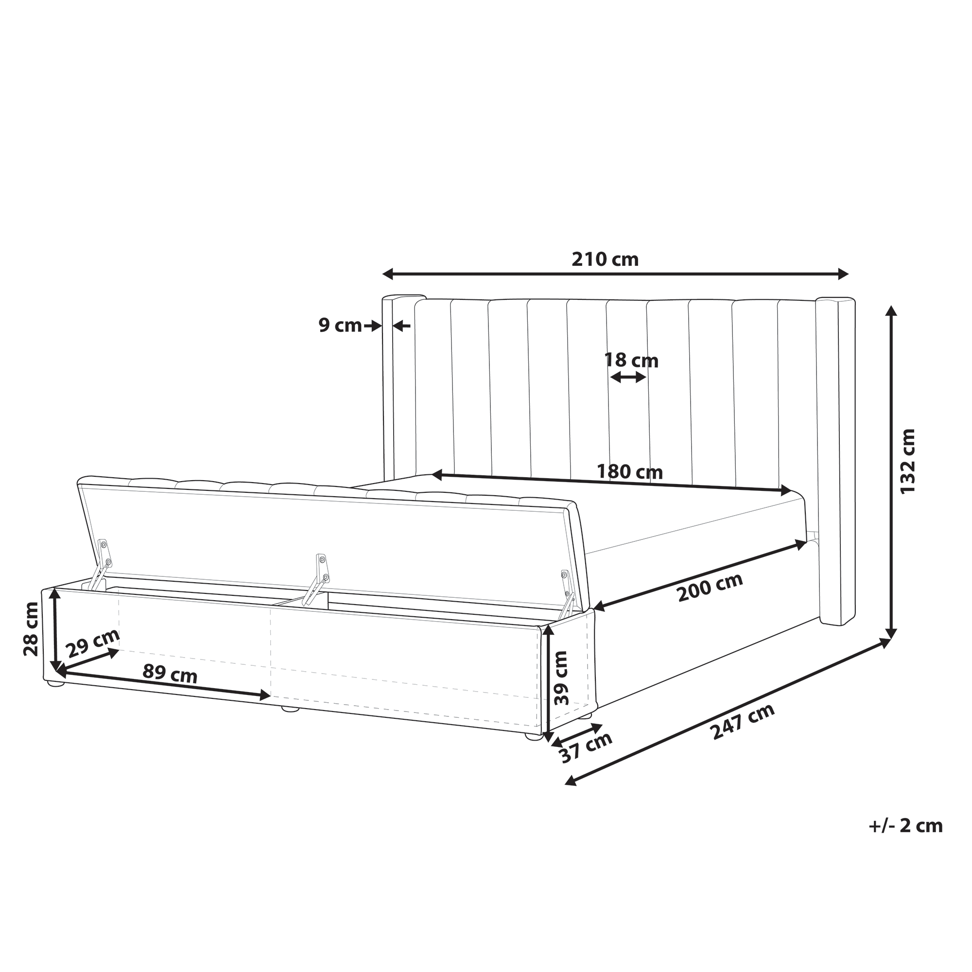 Vesisänky säilytyspenkillä sametti NOYERS 180 x 200 cm Pastellipinkki