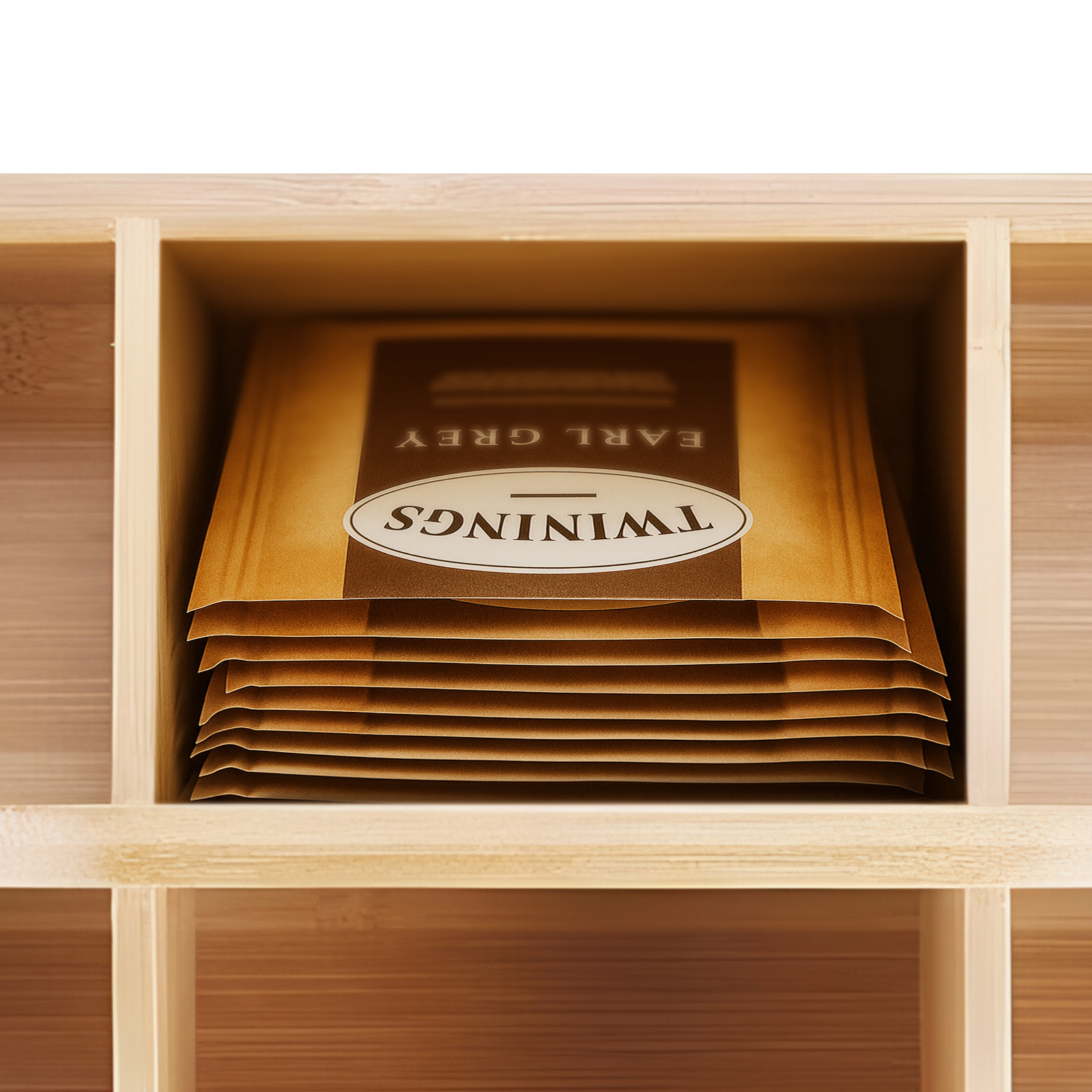 Lasitettu teelaatikko, 6 säilytyslokeroa, tyylikäs, käytännöllinen