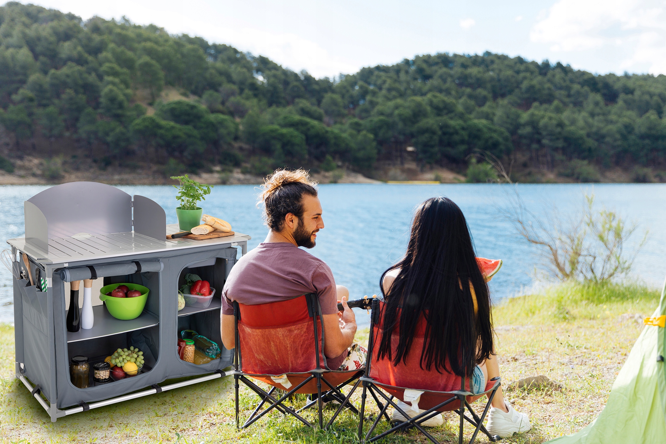 TOURIST-KEITTIÖKAAPPI kokoontaitettava puutarhapöytälaukku RETKIpöytä