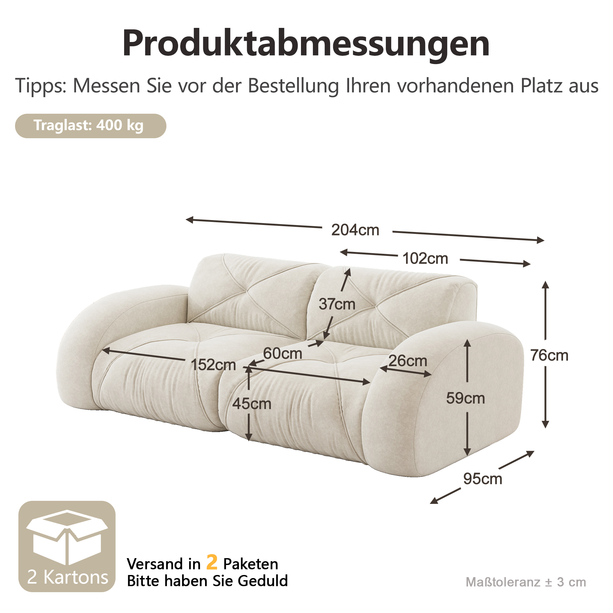 moduulisohva 2-paikkainen vaaleanbeige chenille moderni pehmeä säilytystilalla varustettu
