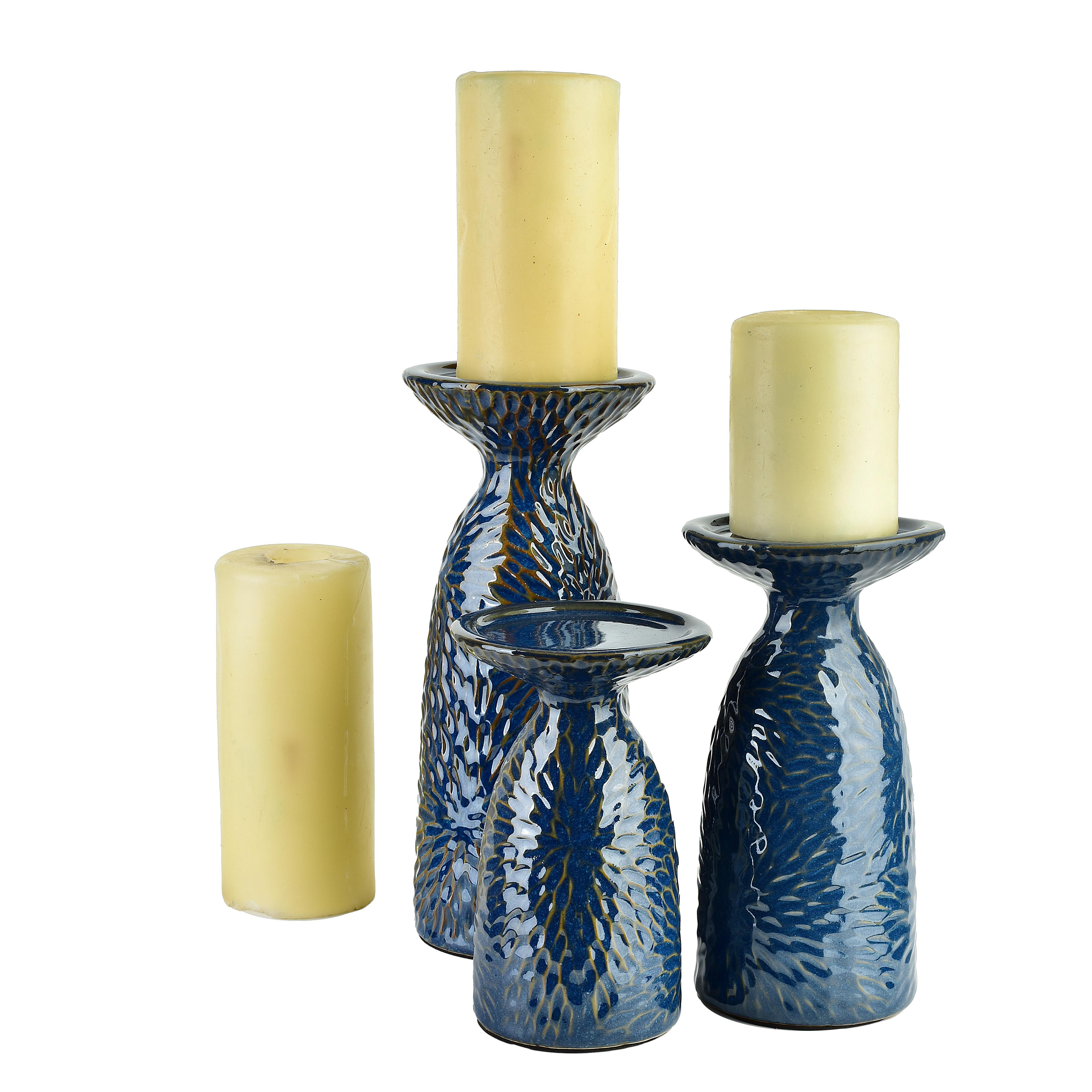 kynttilänpidin keramiikka Mondex Yarine Blue 10.5x8.5x16.5cm blue 1kpl