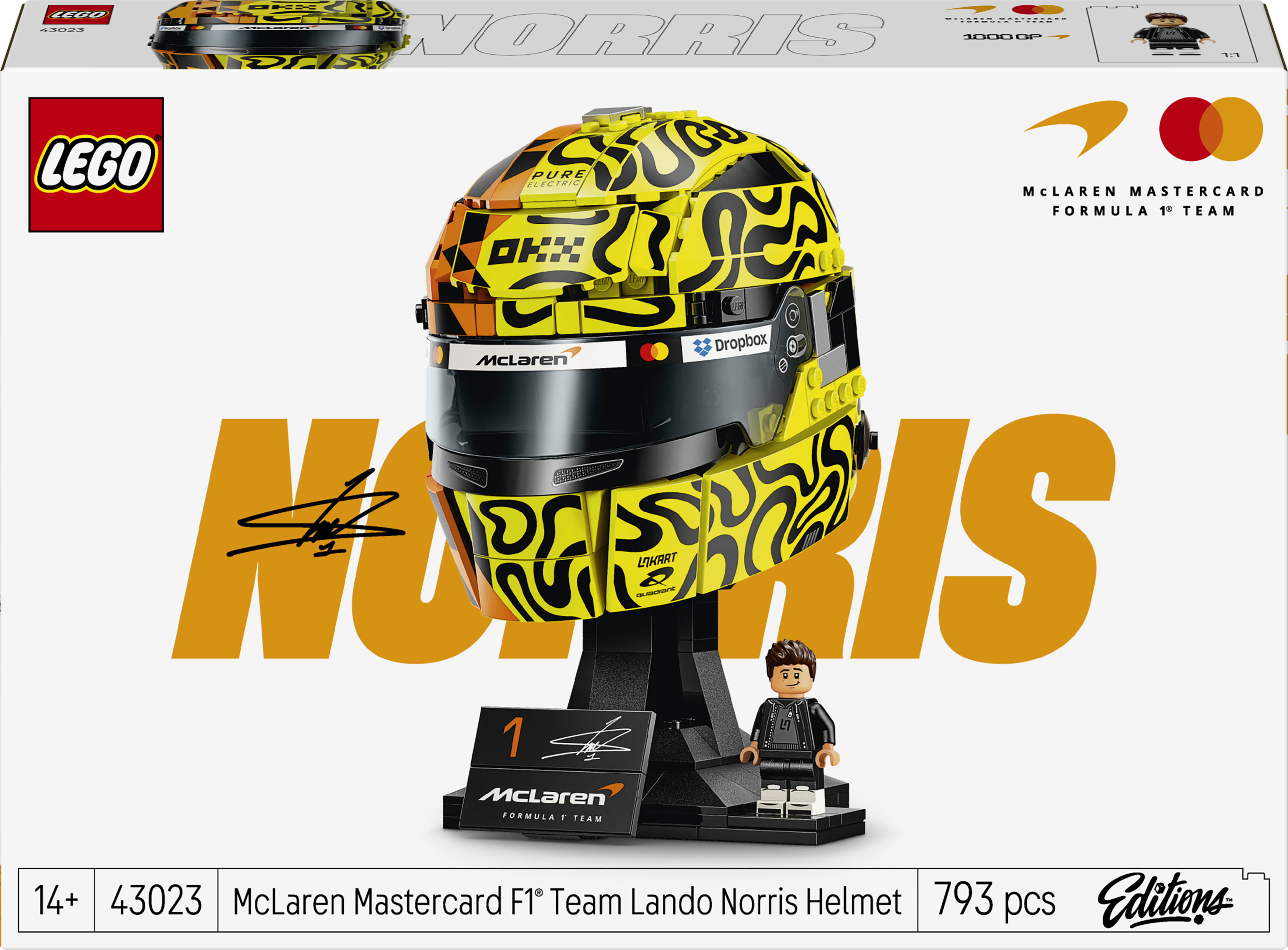 LEGO Editions Lando Norris McLaren Mastercard F1 -tiimin kypärä 793 osaa (43023)