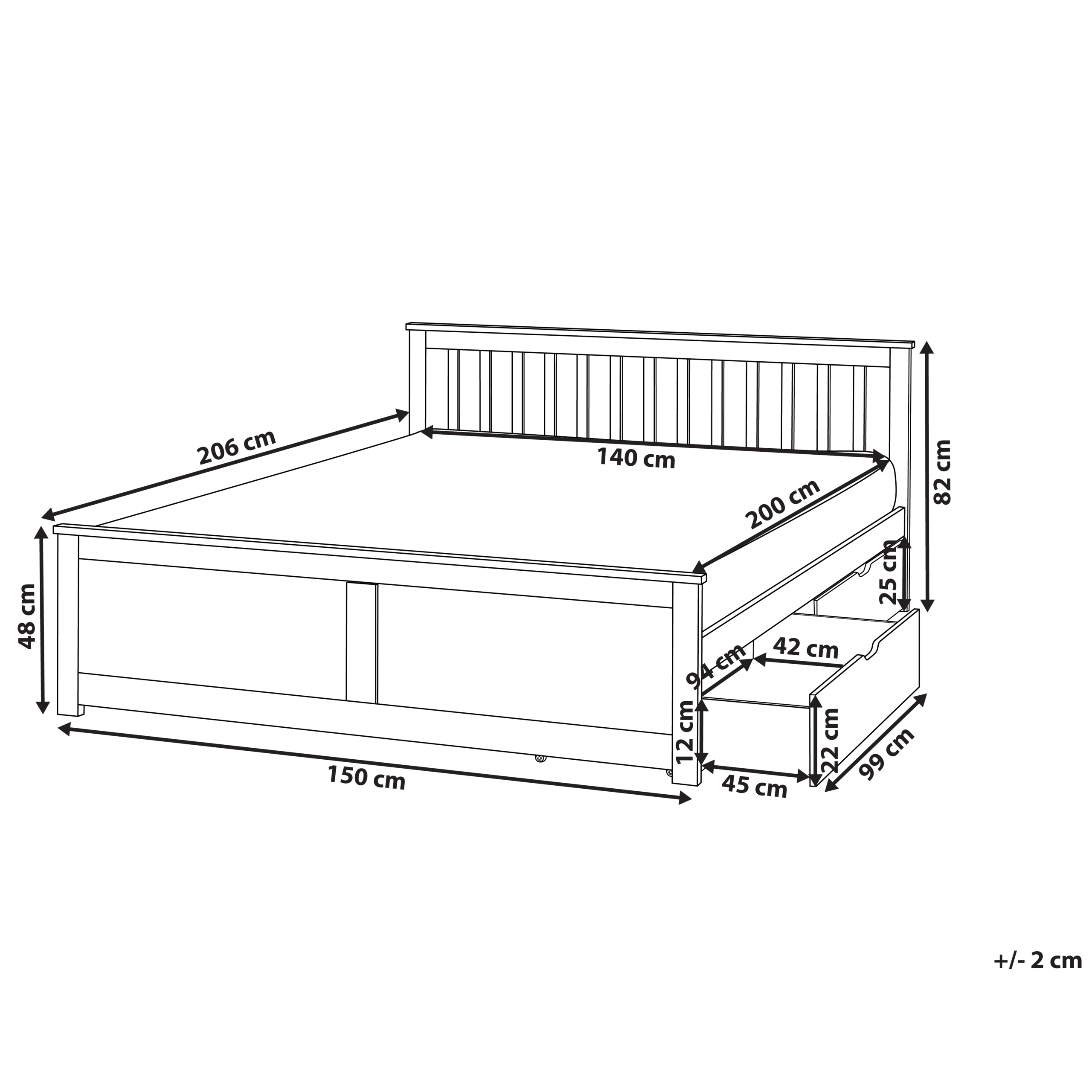 Sänky säilytyslaatikoilla mänty OLENDON 140 x 200 cm Valkoinen