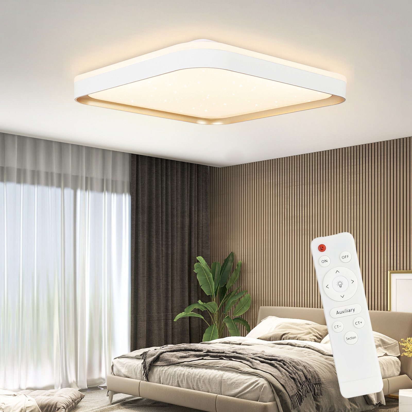 NETTLIFE LED - kattovalaisin, himmennettävä makuuhuonevalaisin Kaukosäätimellä 30 cm moderni Keittiövalaisin 32W neliönmuotoinen, olohuonevalaisin