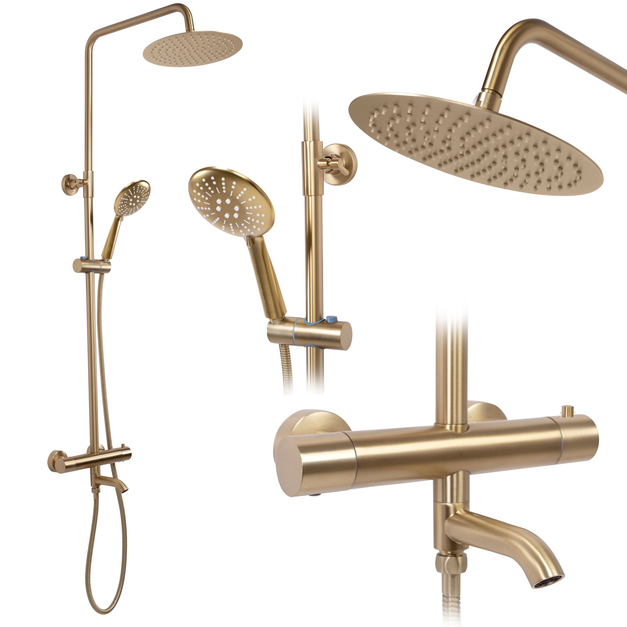 REA suihkusetti LUNGO THERMOSTAT harjattu kulta, 45X26, 5X117CM