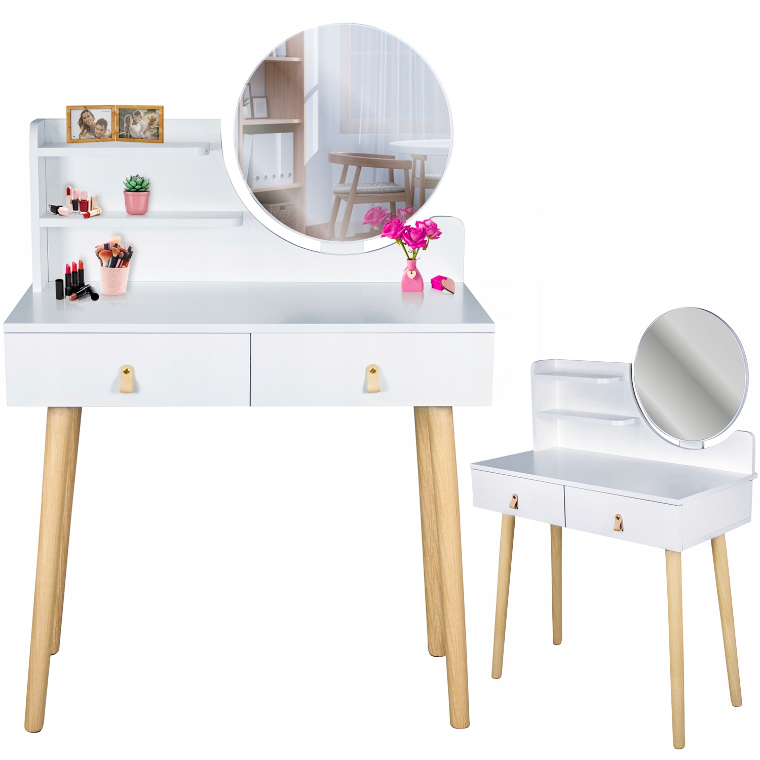 Skandinaavinen meikkipöytä peilillä SCANDI