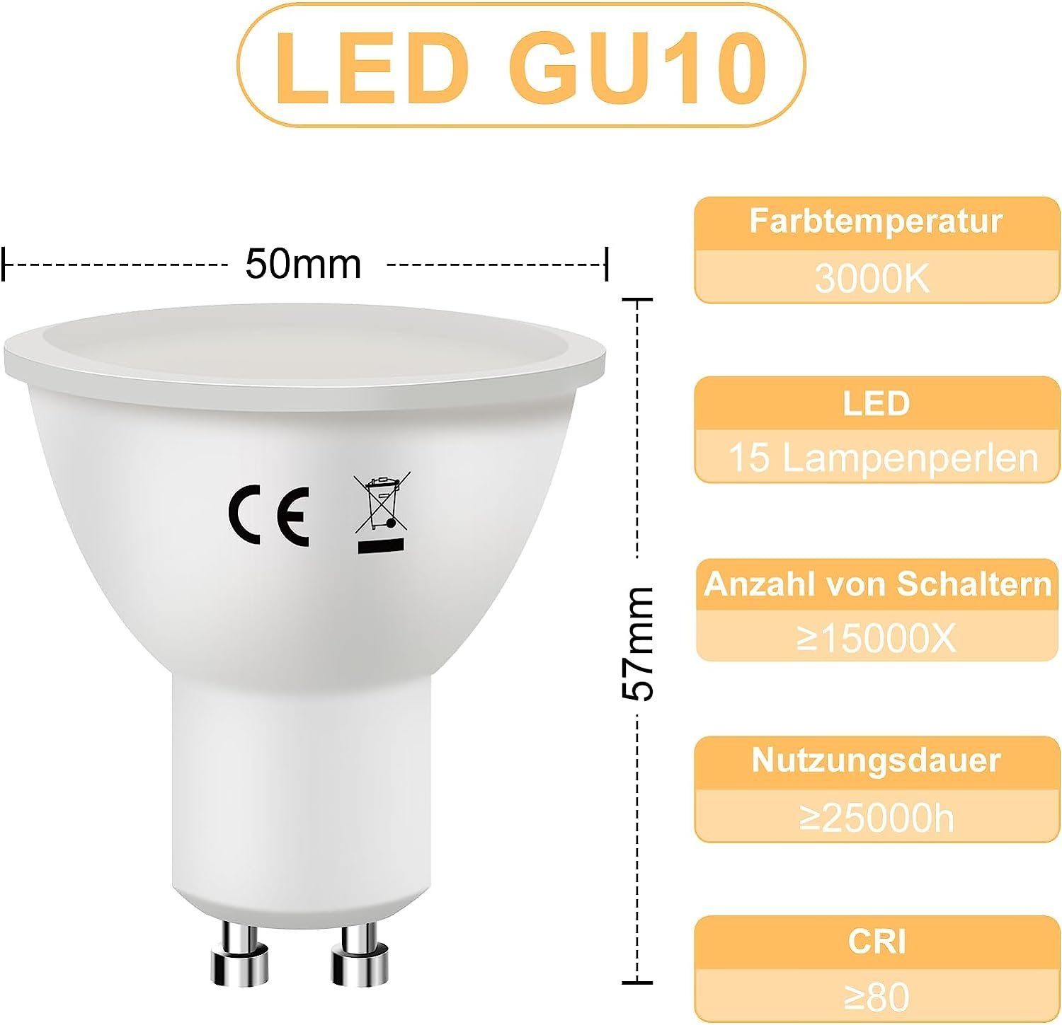 ZMH 10 x 6 W energiansäästö-LED-polttimoa, 110° sädekulma, heijastinvalaisin