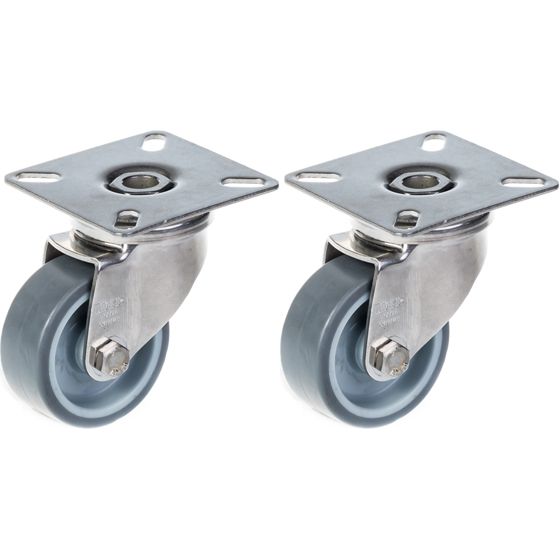 50mm 2" ruostumattomasta teräksestä valmistettu harmaa kumirosteri, kääntyvä, 80kg, 2 kpl:n setti