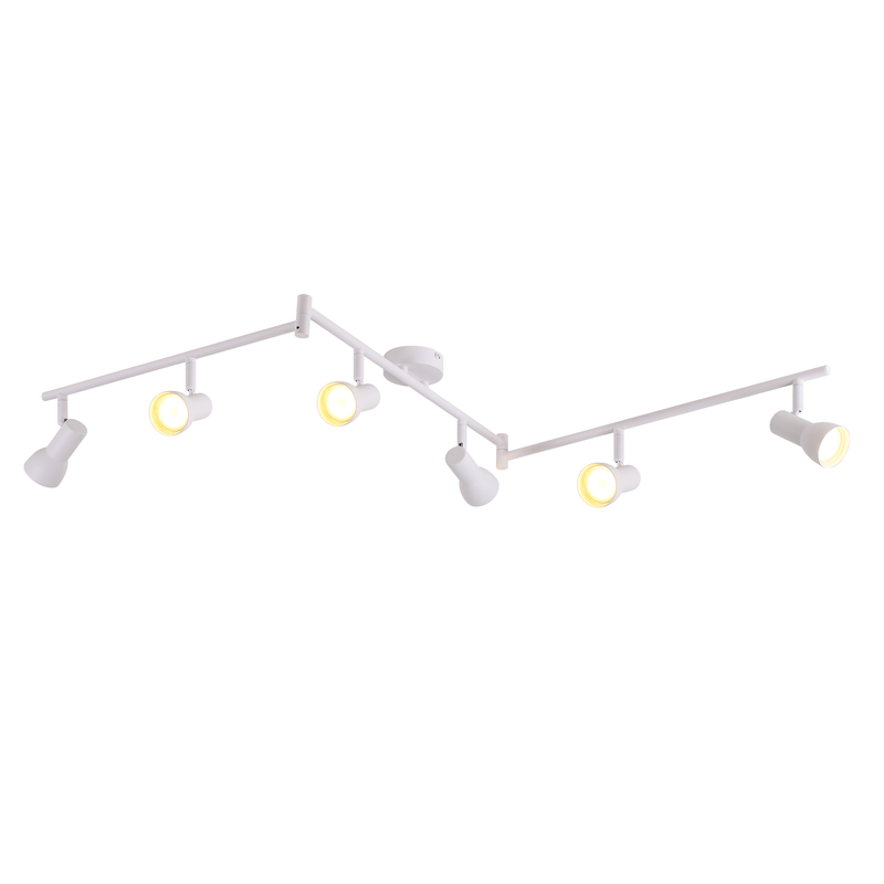 NETTLIFE 6- liekkinen valkoinen GU10- metallinen kattokohdevalaisin makuuhuoneeseen ja eteiseen