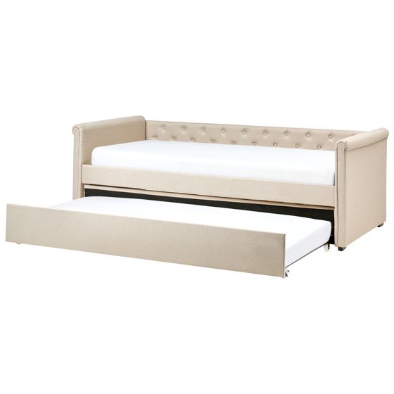 Sänky lisävuoteella kangas LIBOURNE 90 x 200 cm Beige