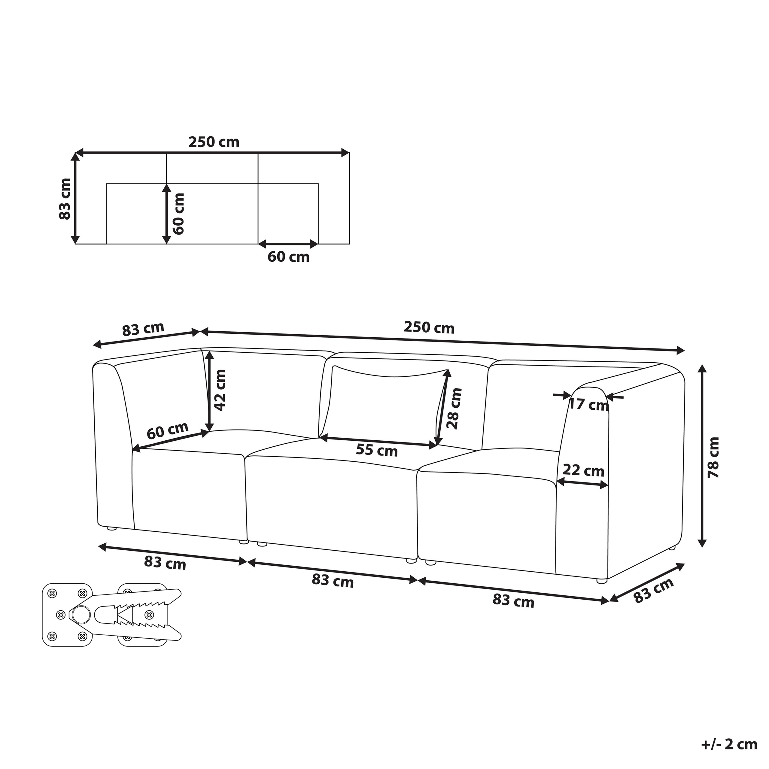 Moduulisohva 3-istuttava LEMVIG vakosametti Luonnonvalkoinen