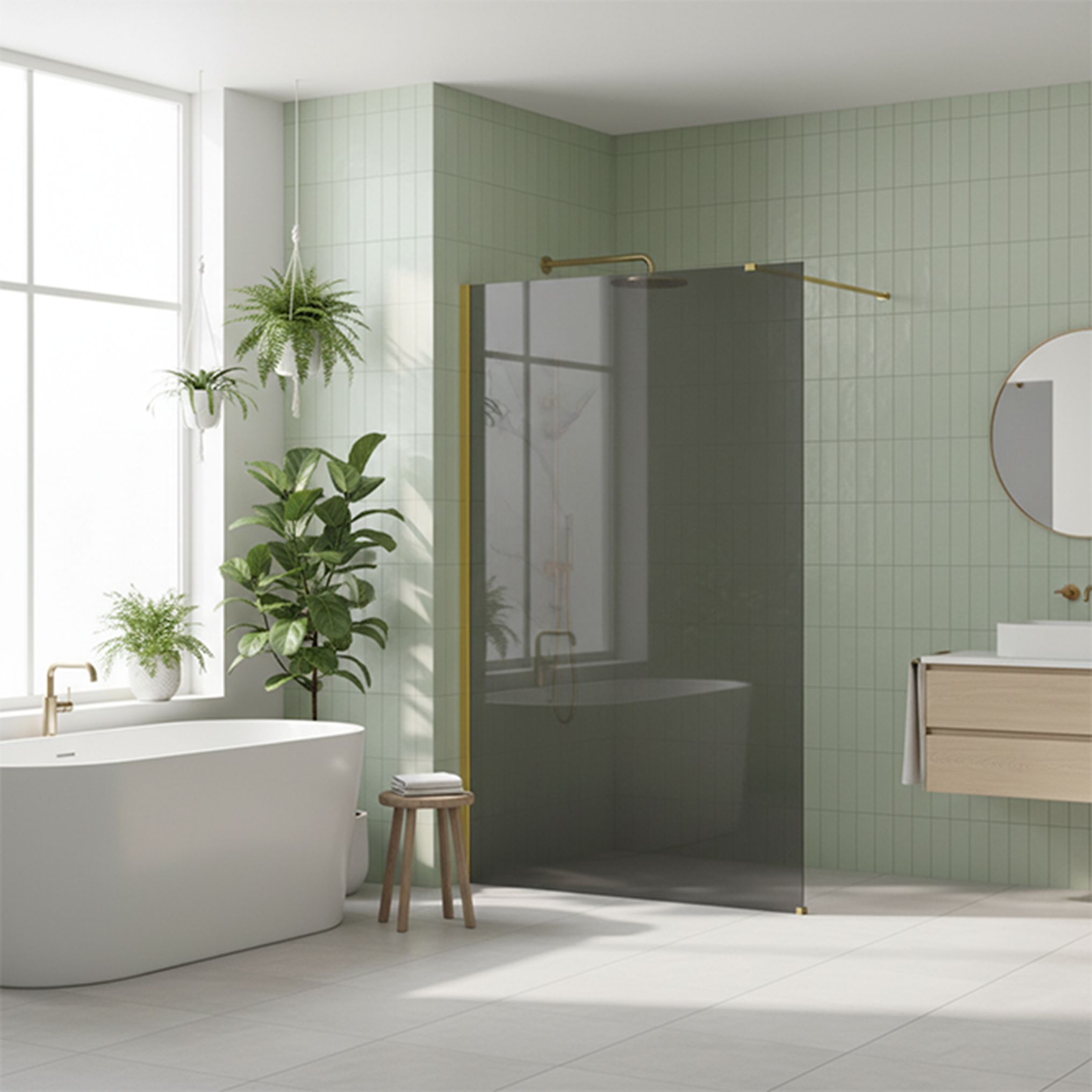 REA Suihkuseinä Flexi Grey 100 Kulta, 100X195CM