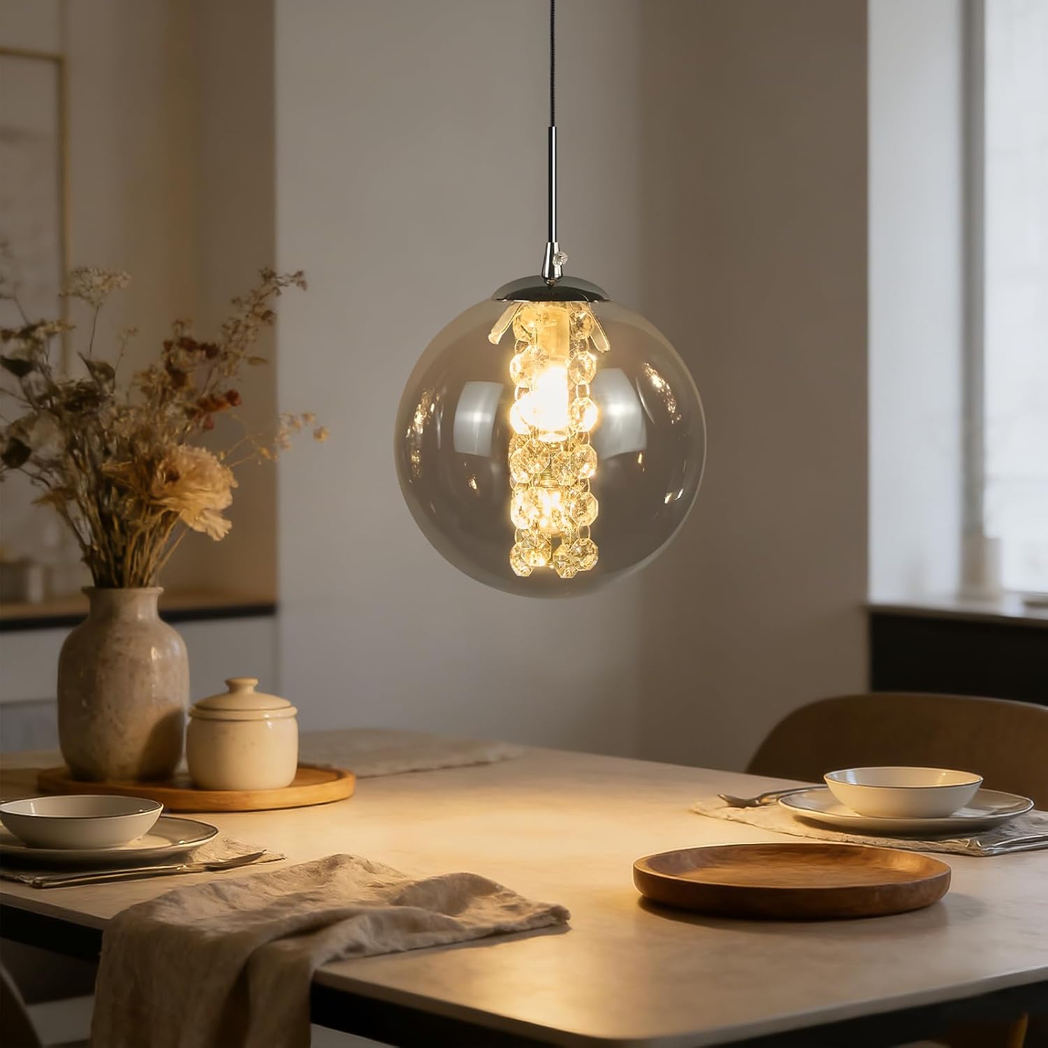 Nettlife moderni riippuvalaisin, savunharmaa lasi G9, säädettävä korkeus 120 cm kattokruunu ruokapöydälle, makuuhuoneeseen, keittiöön, baariin