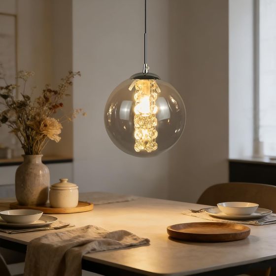 Nettlife moderni riippuvalaisin, savunharmaa lasi G9, säädettävä korkeus 120 cm kattokruunu ruokapöydälle, makuuhuoneeseen, keittiöön, baariin