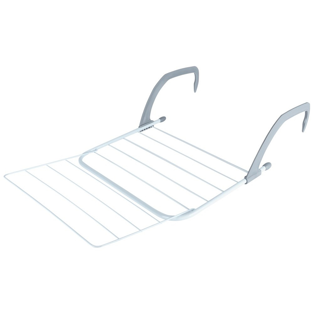 Valkoinen metallinen patterin kuivausteline, ulosvedettävä, 55x50,5 cm