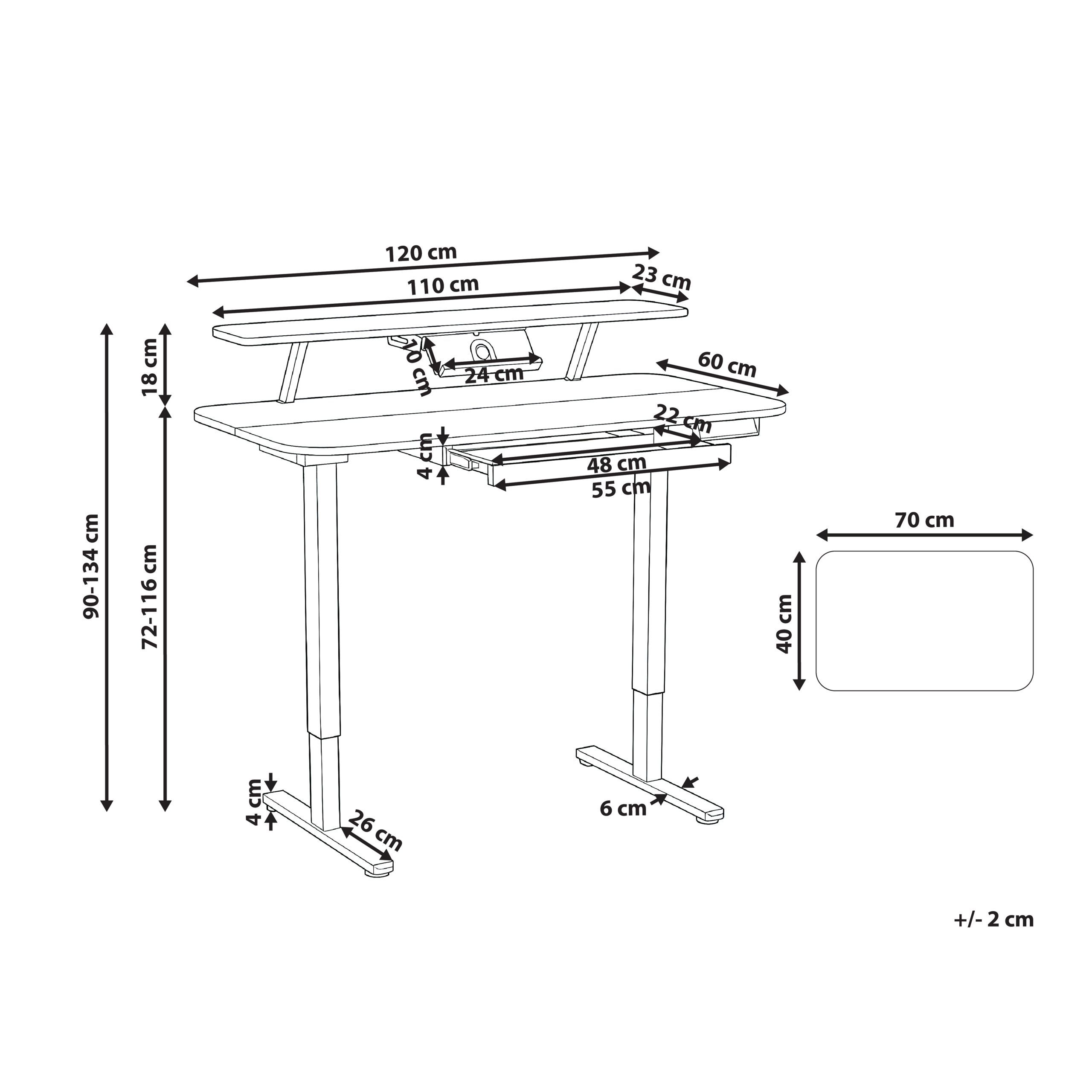 Työpöytä sähkösäädettävä WILBANKS 120 cm 60 cm USB-portilla Valkoinen