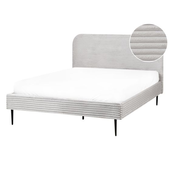 Sänky vakosametti FLAYAT 140 x 200 cm Vaaleanharmaa