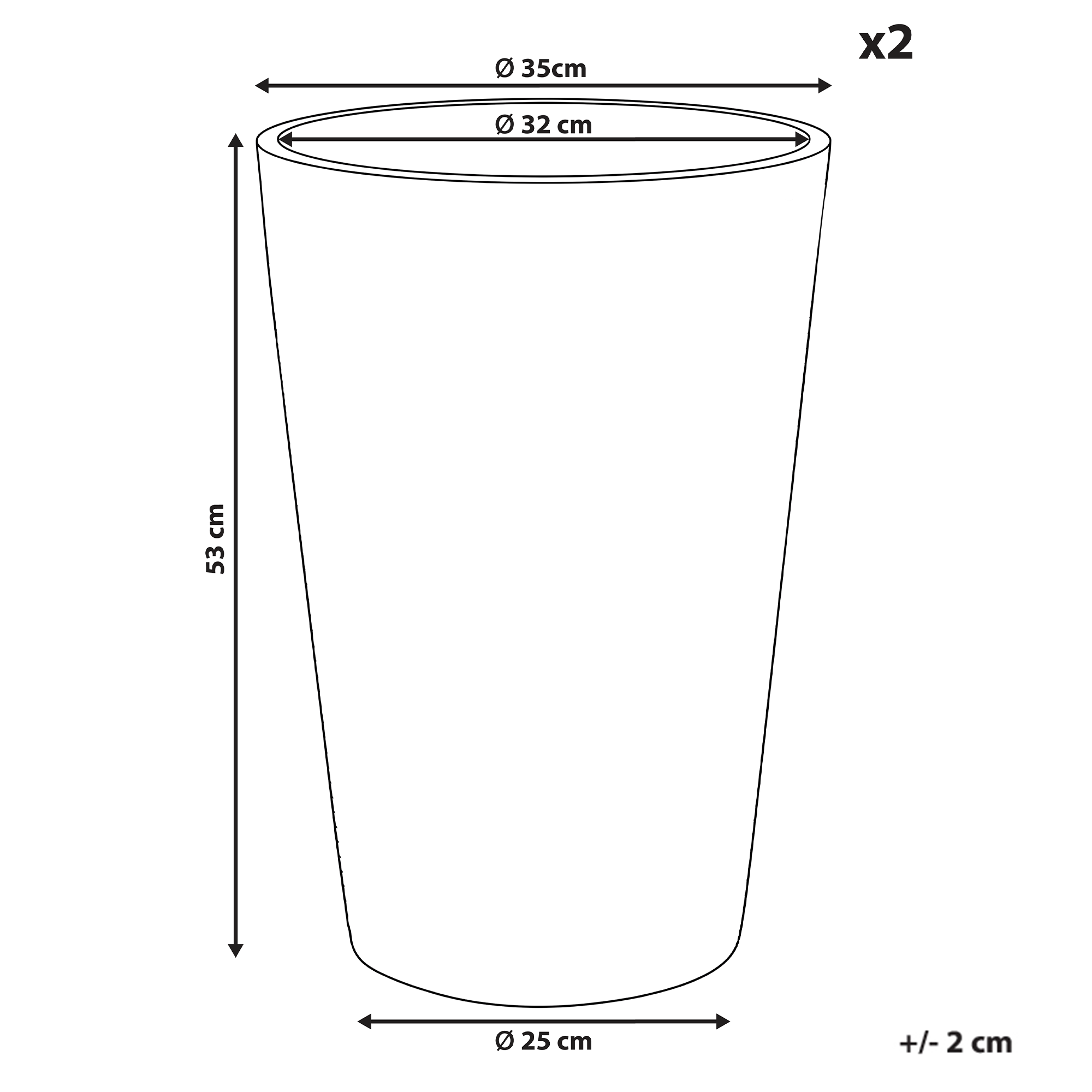 Kukkaruukkusetti 2 kpl MEUM 35 cm Valkoinen