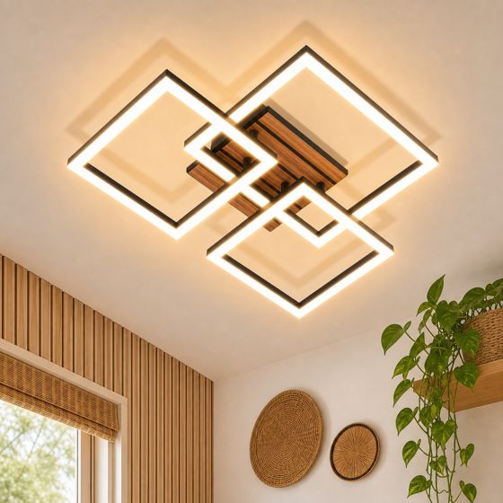ZMH 38 cm:n 21 W:n LED-kattovalaisin, geometrinen neliönmuotoinen, lämmin valkoinen olohuoneeseen