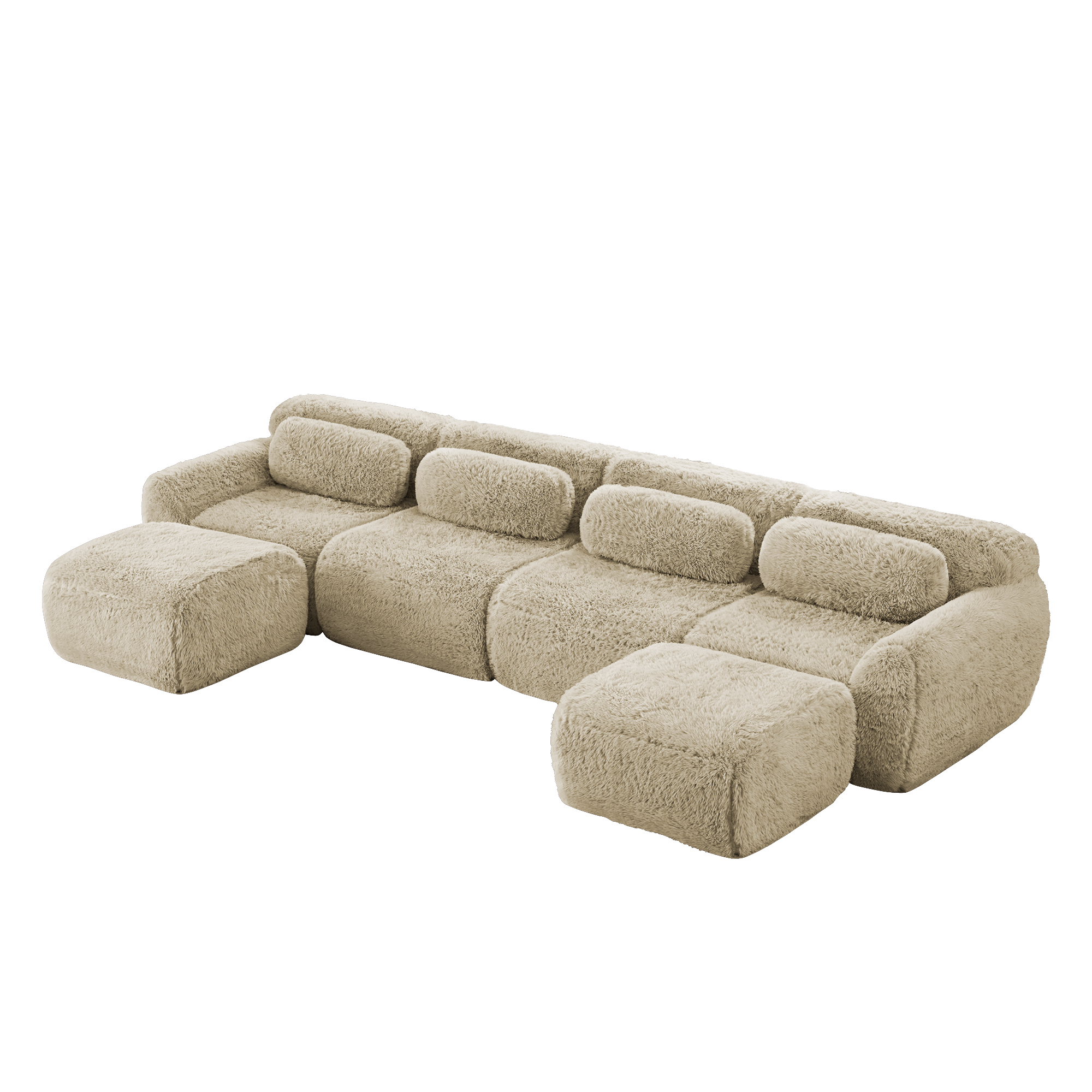 moduulisohva 4-paikkainen vaaleankahakinruskea plush sohva ergonominen tukea