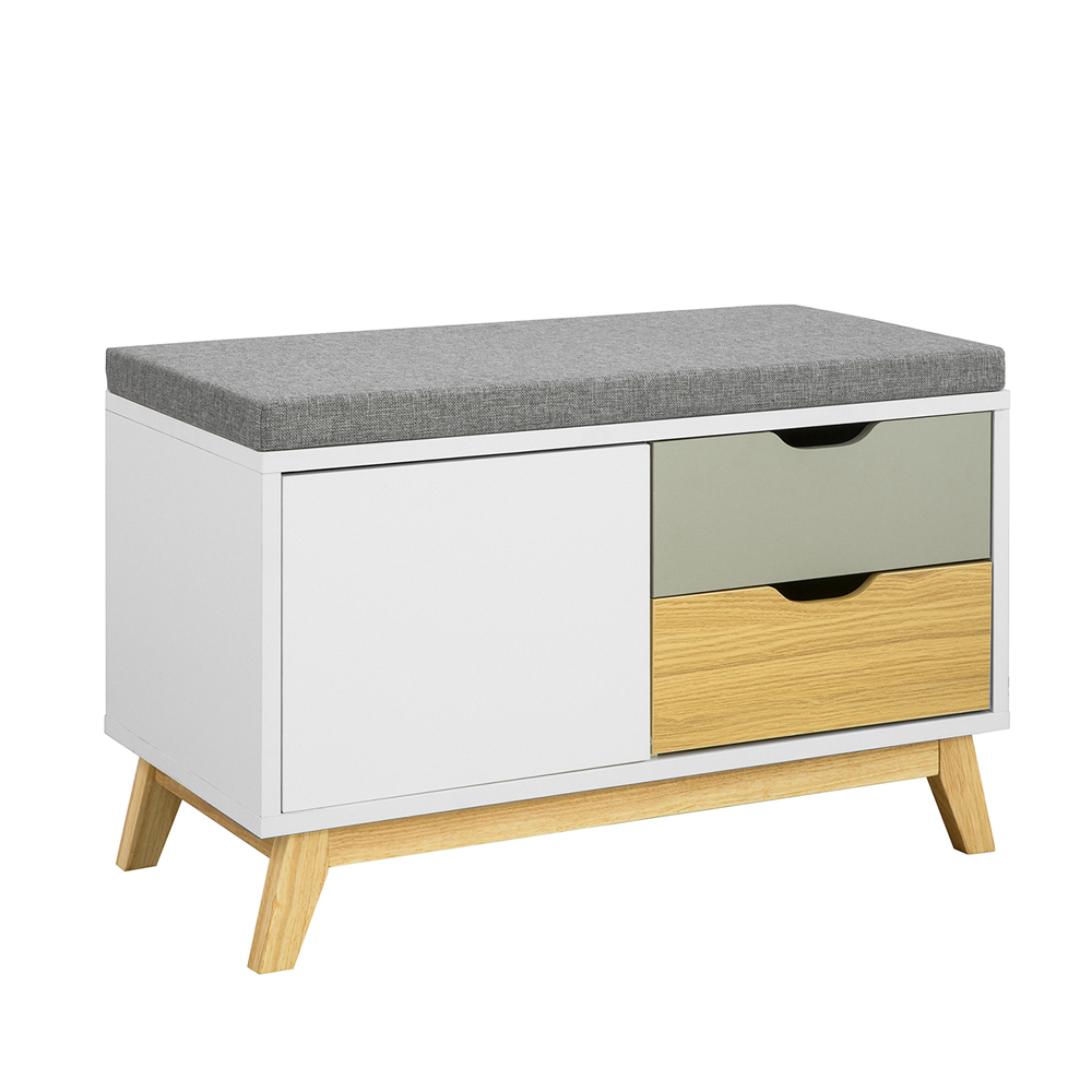 SoBuy Säilytyspenkki tyynyllä puukuitulevystä ja lastulevystä valkoinen FSR92-W