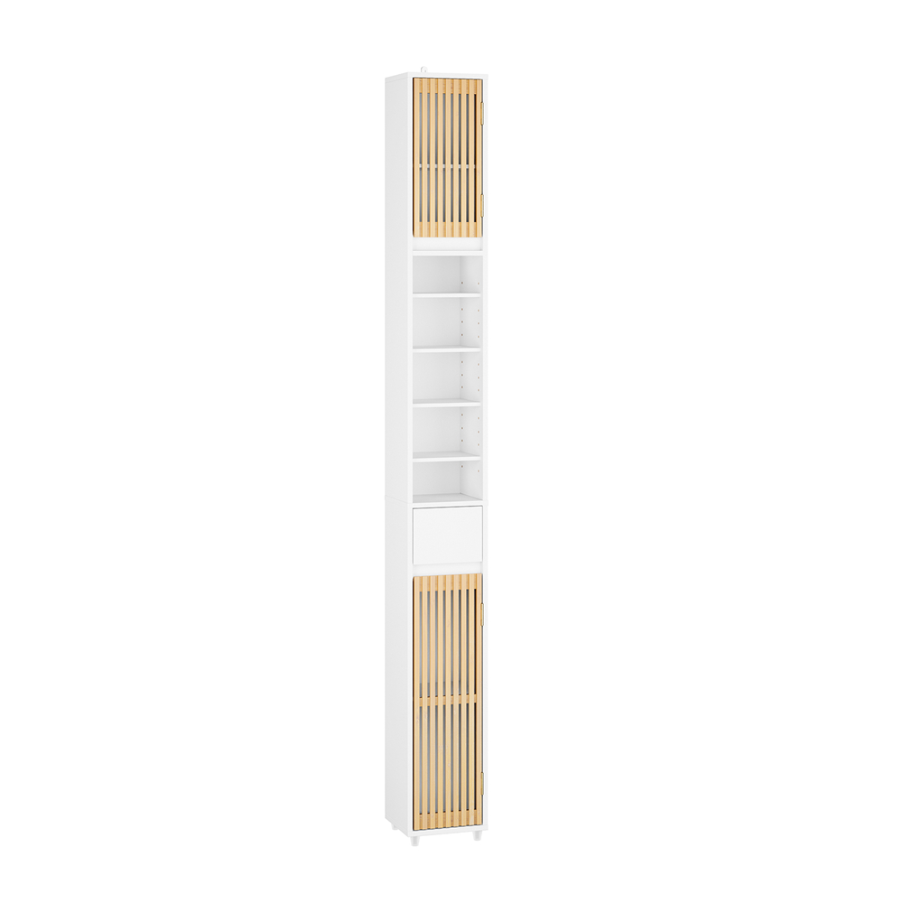 SoBuy Kylpyhuonekaappi 6-hyllyinen bambuovesta valkoinen BZR34-BW