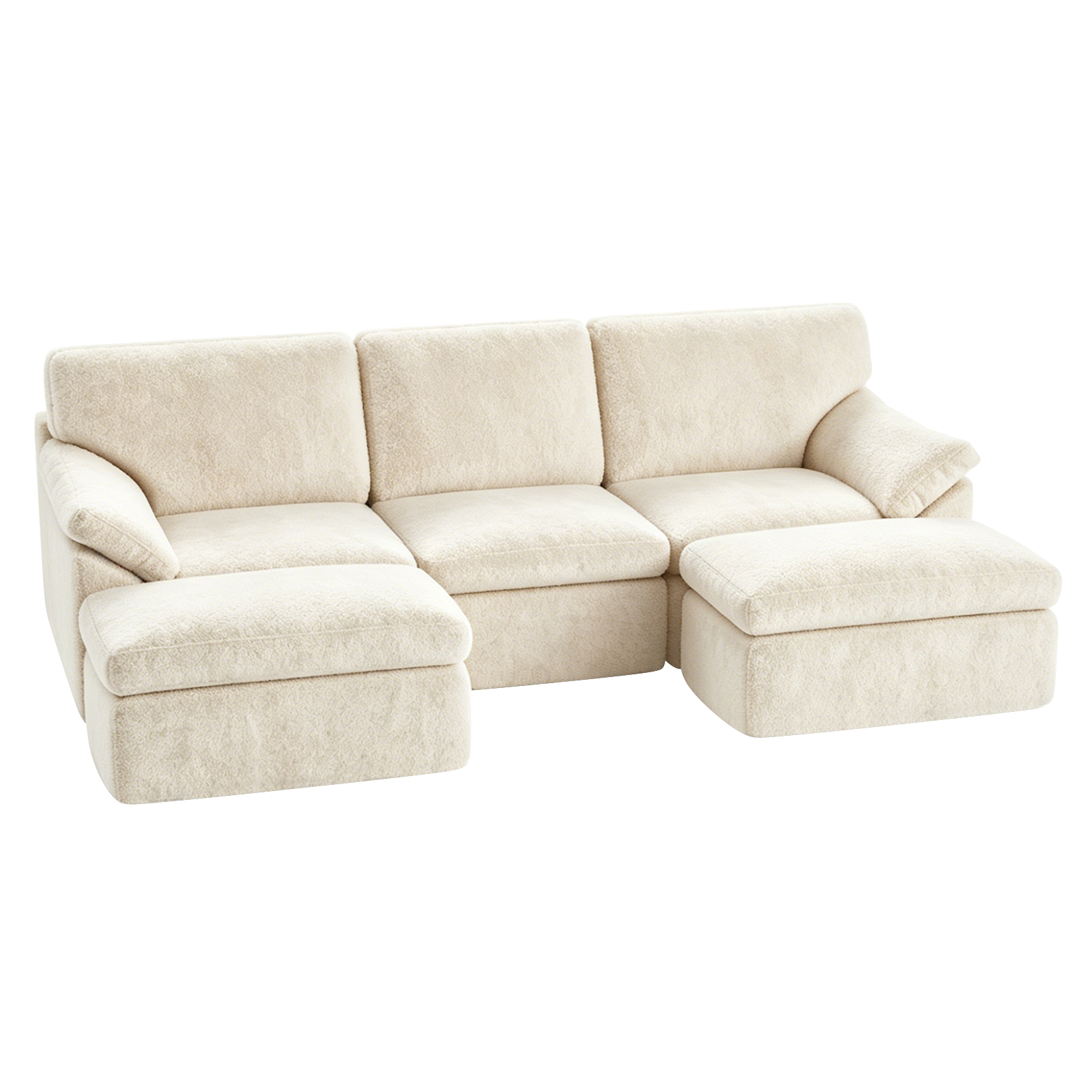 Modulaarinen sohva 5 istuttava U muotoinen pilvisohva pehmeä kangas muunneltava rakenne olohuoneeseen Beige