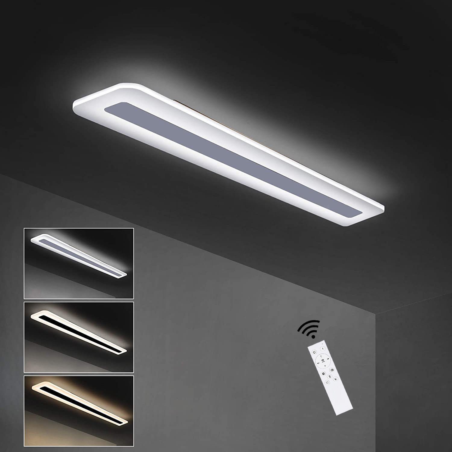 NETTLIFE himmennettävä LED-kattovalaisin kaukosäätimellä 60 cm 23 W toimisto käytävä moderni olohuone valkoinen makuuhuone keittiö työhuone