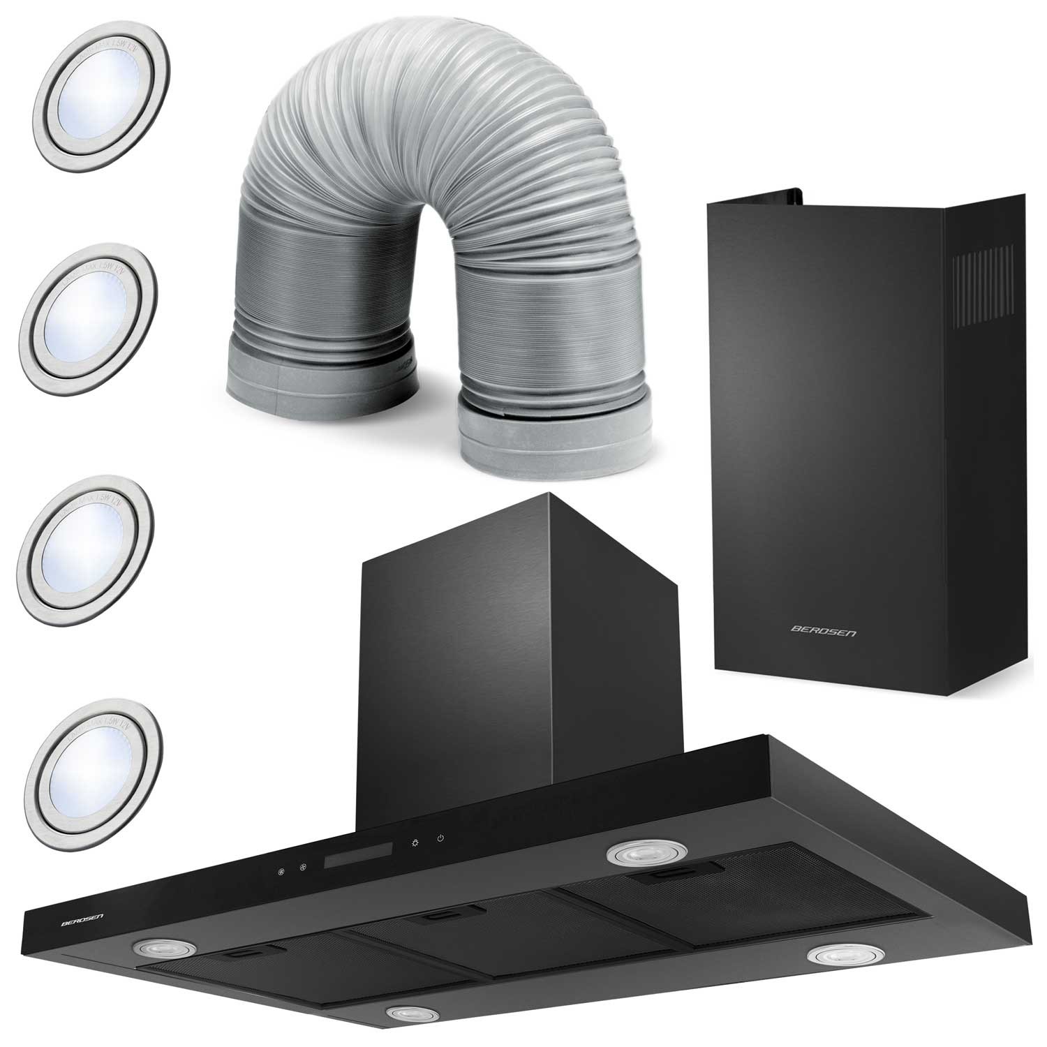 Berdsen BE-90E musta 90 cm liesituuletin